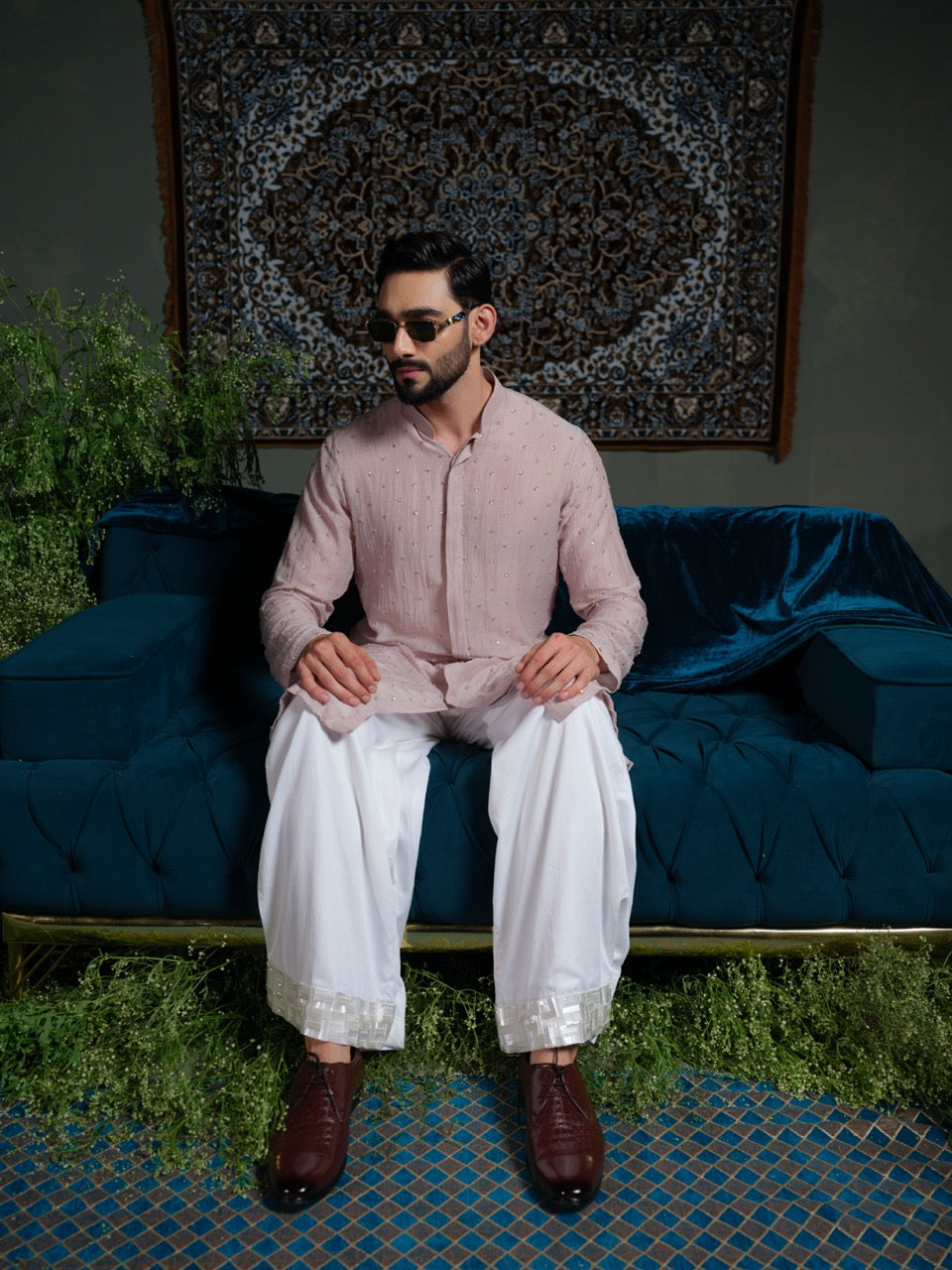 Lavender Chheeta Long kurta Set