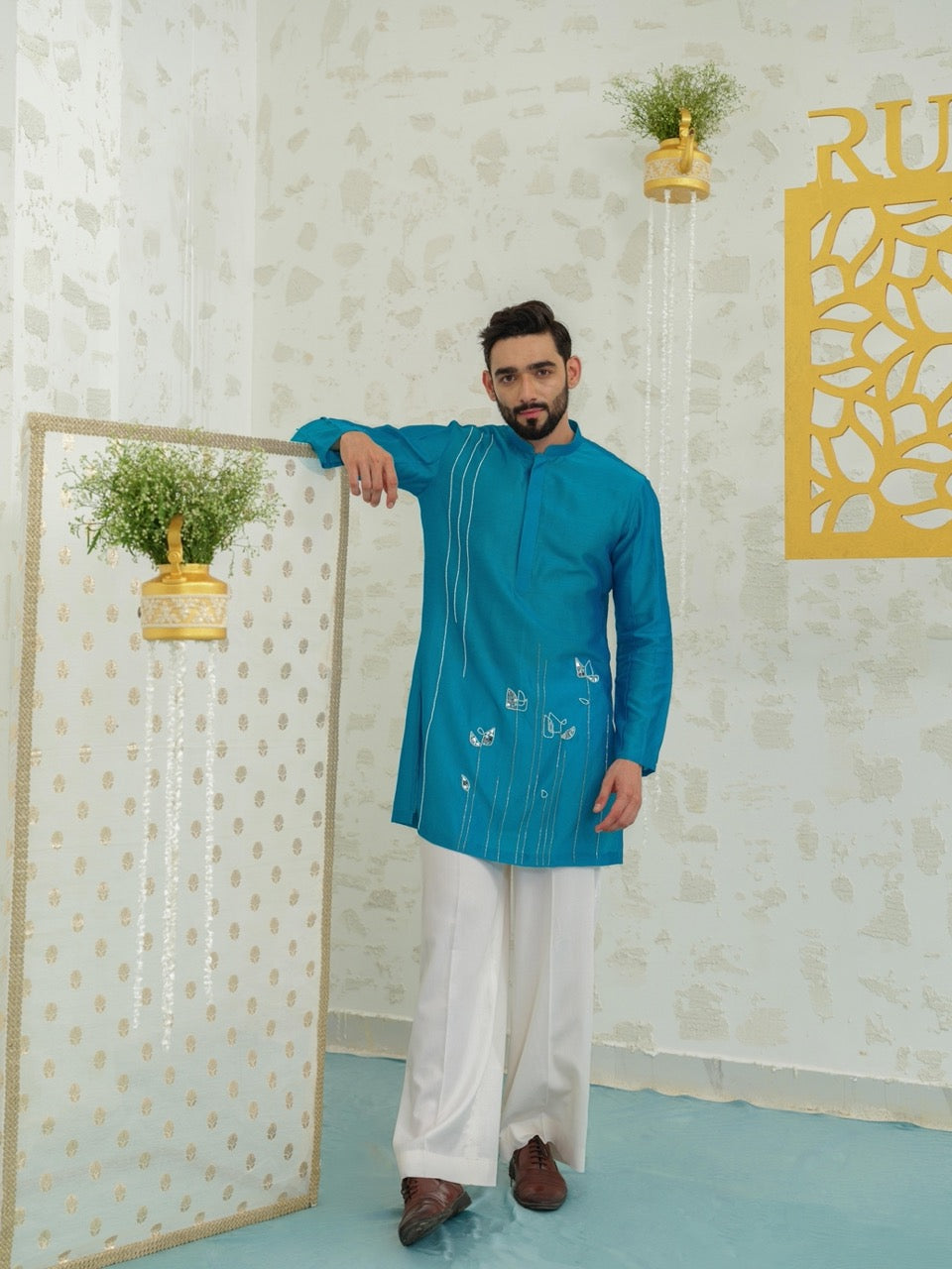 Mosaic Flower Blue Kurta set