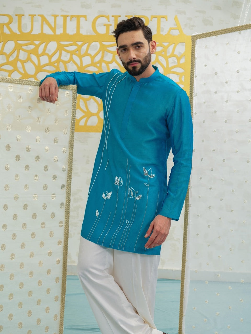 Mosaic Flower Blue Kurta set
