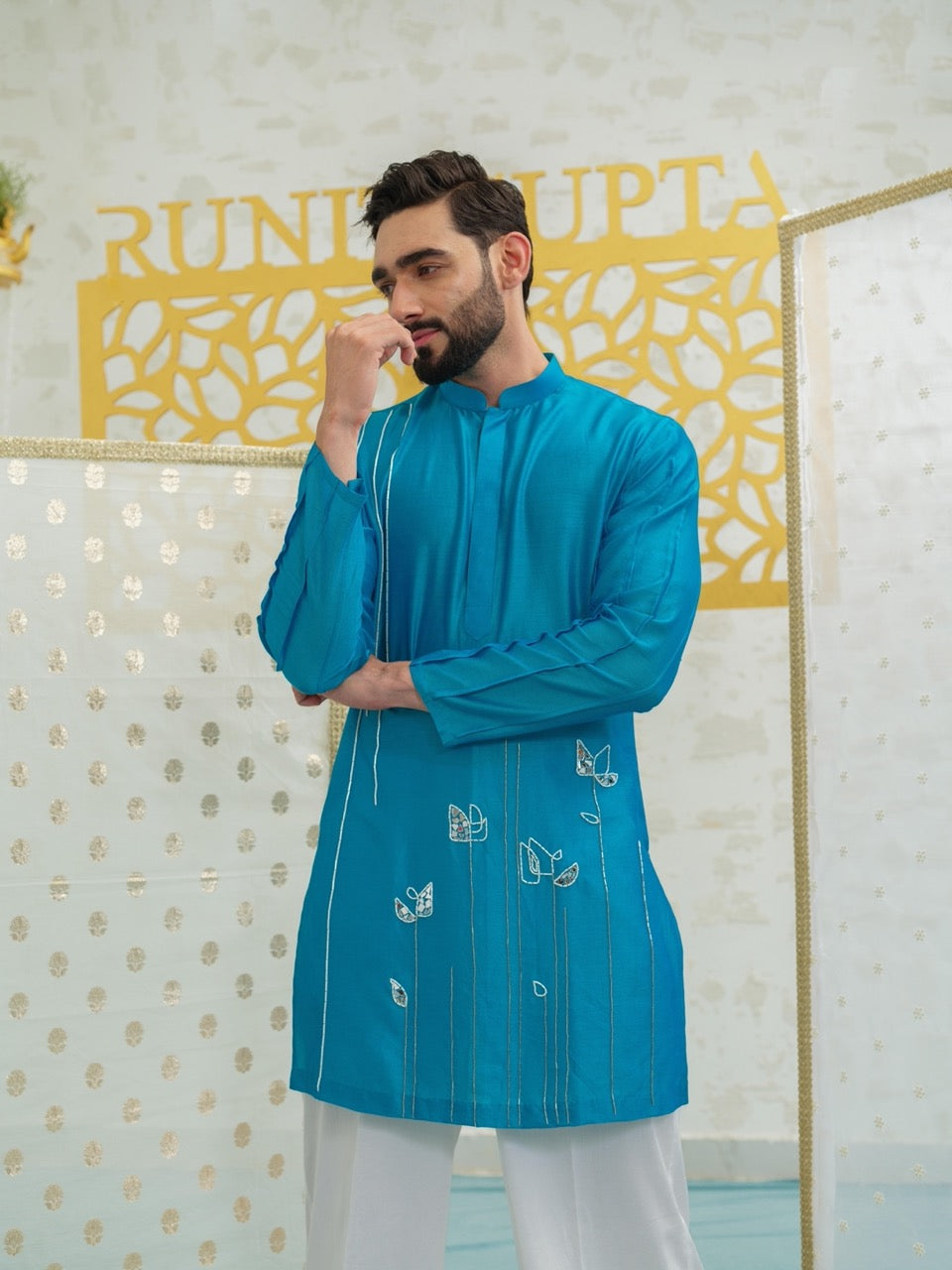 Mosaic Flower Blue Kurta set