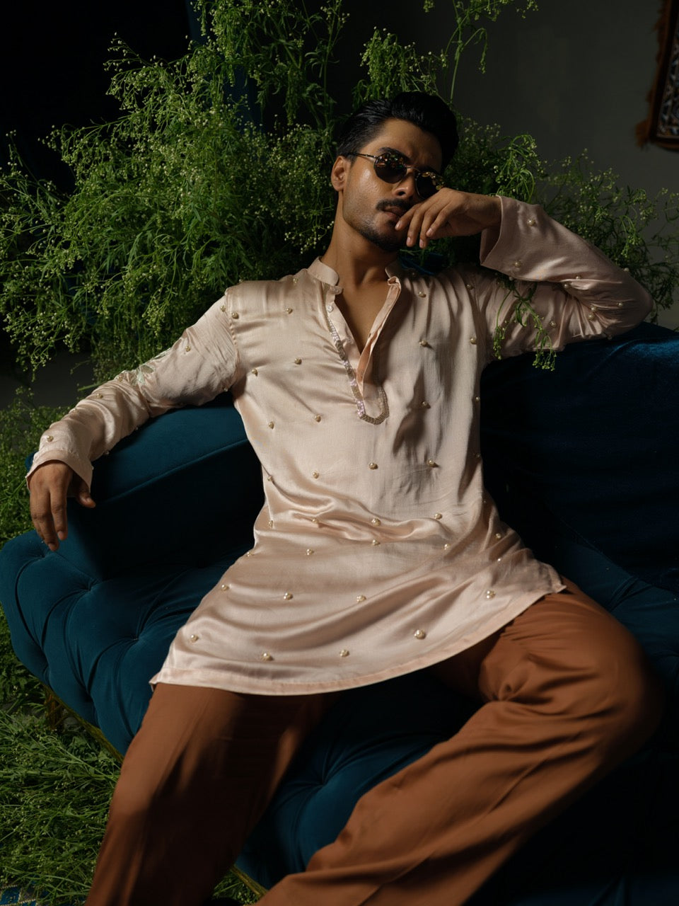 Peach Palm Kurta Set