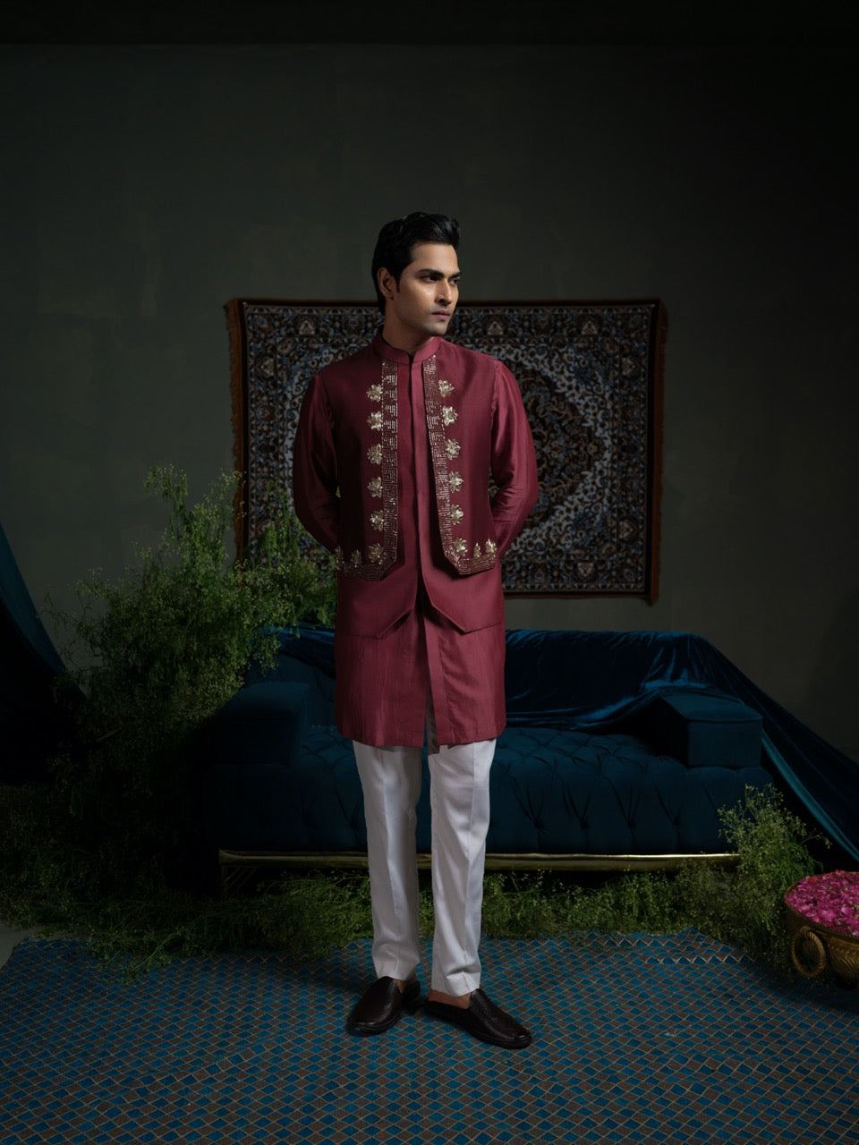 Maroon panel bundi set
