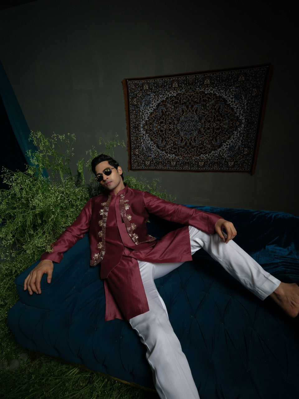 Maroon panel bundi set