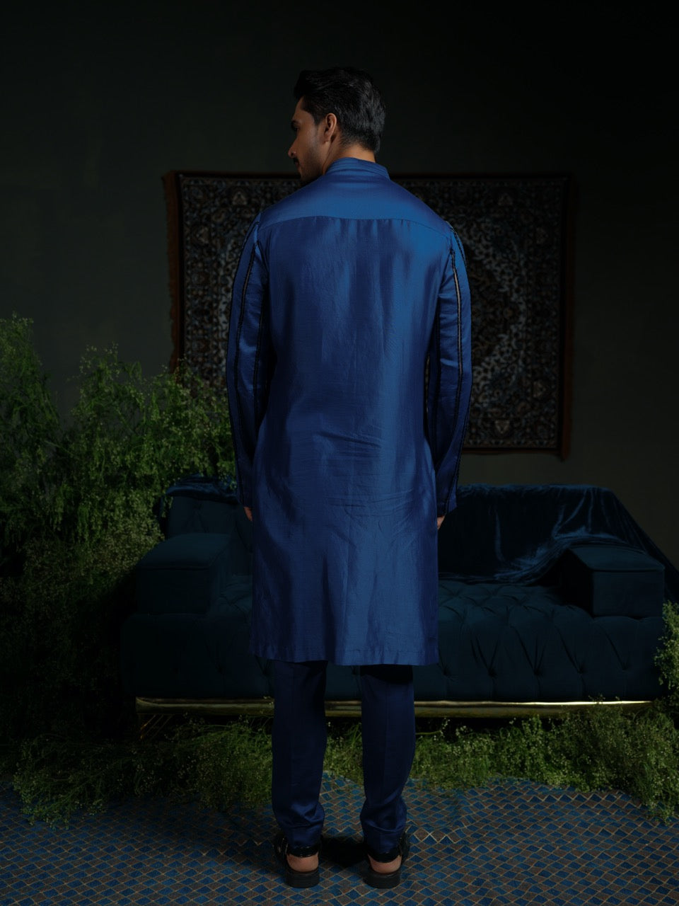 Midnight Stripe Blue Kurta Set