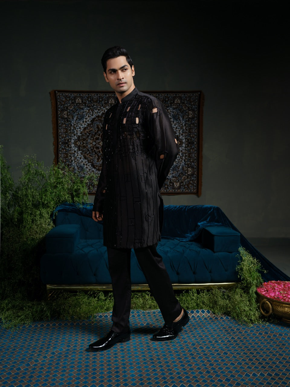 Black Bold Kurta Set
