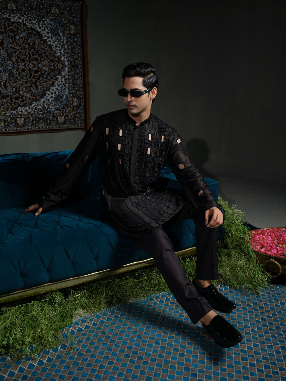 Black Bold Kurta Set