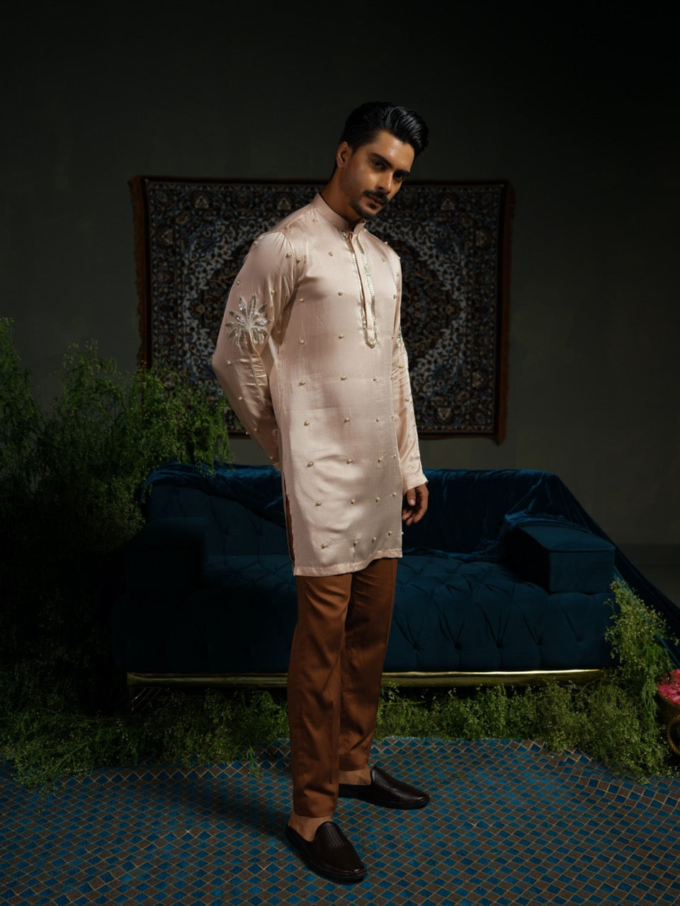 Peach Palm Kurta Set