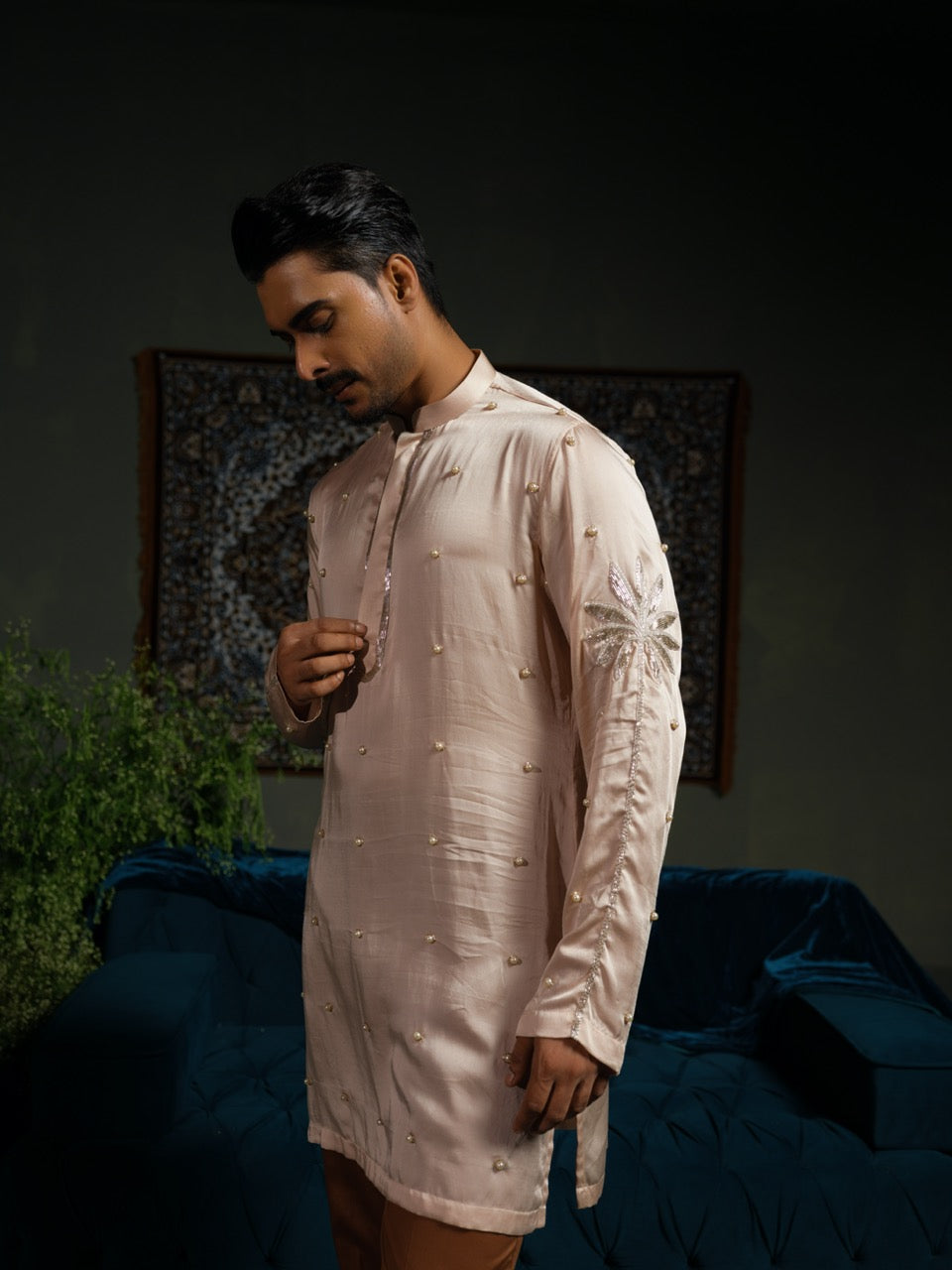 Peach Palm Kurta Set
