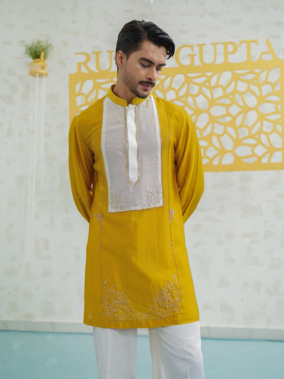 Marigold Peeta Patch Kurta set