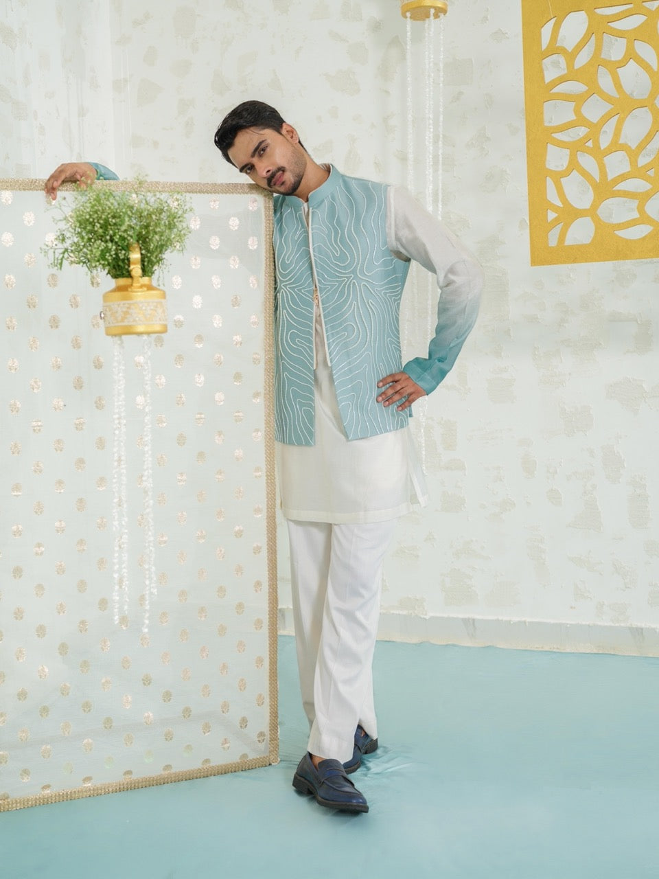 Contour Blue Zipper bundi set