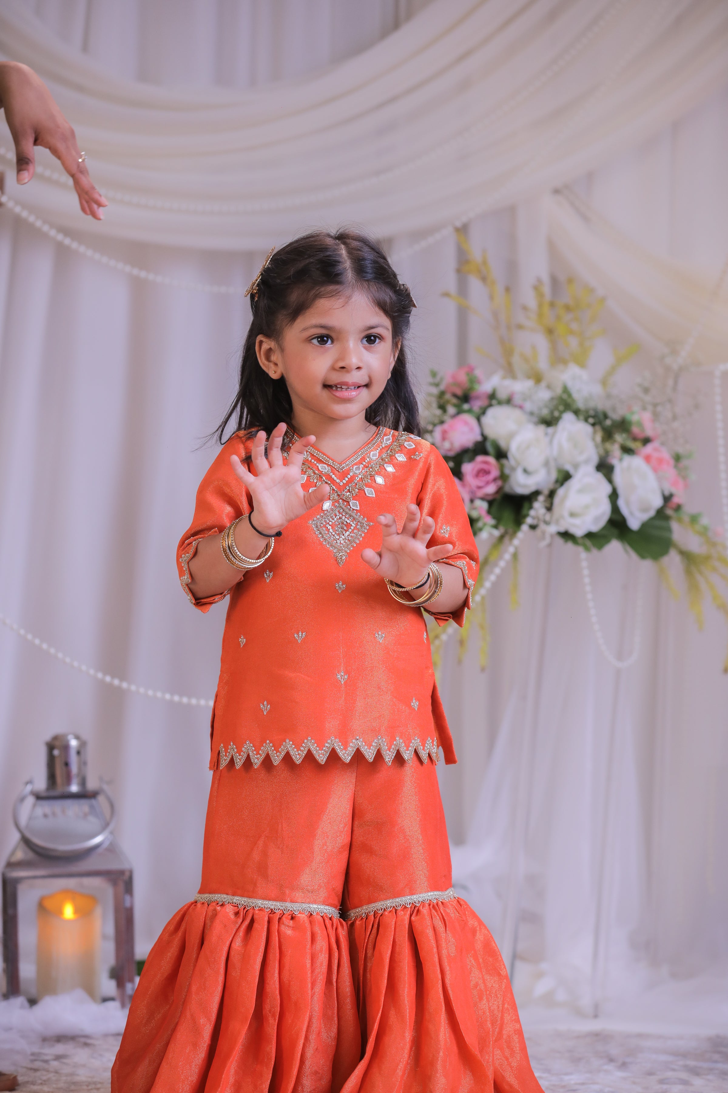 Orange Tissue Sharara Set