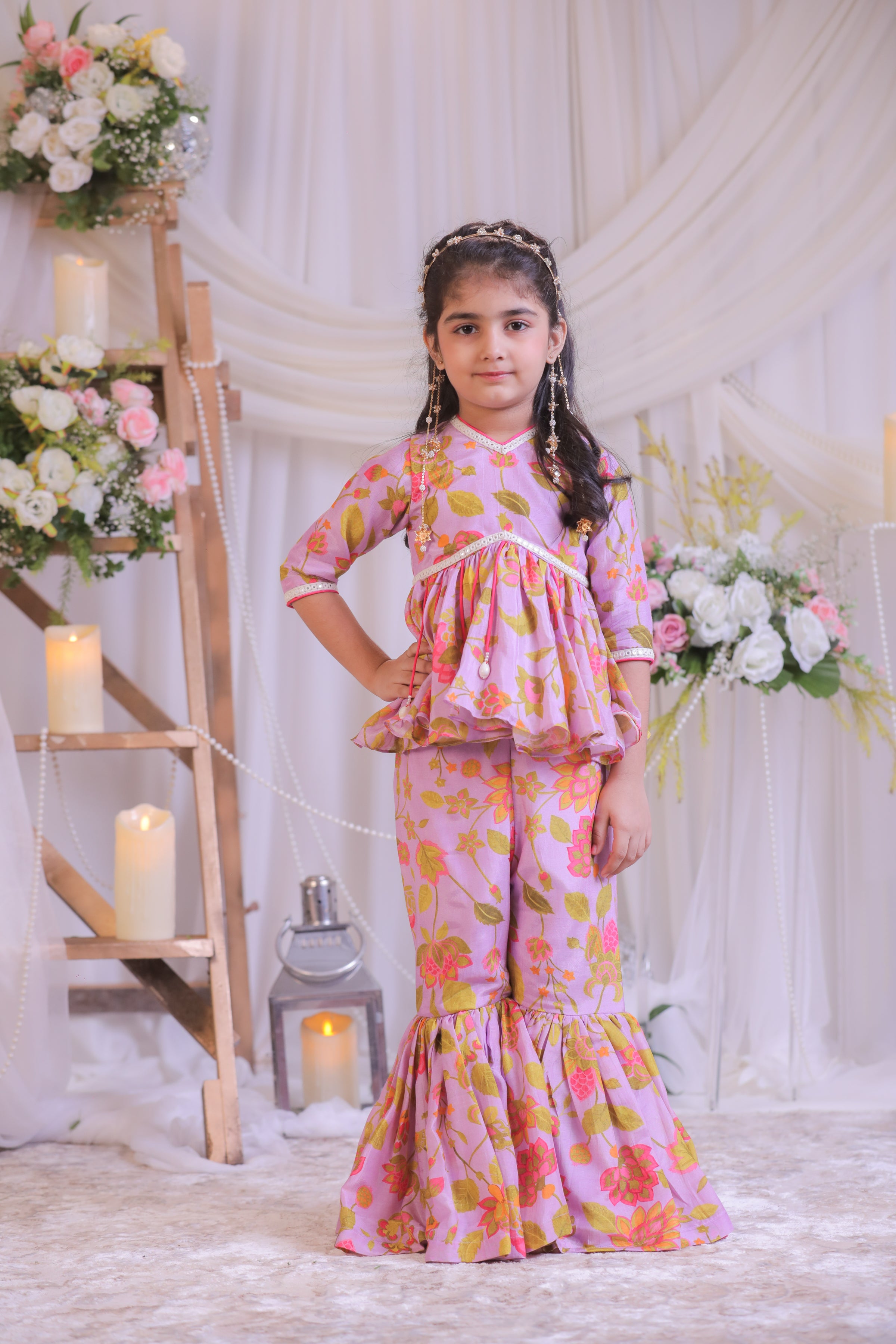 Lilac Printed Sharara Set