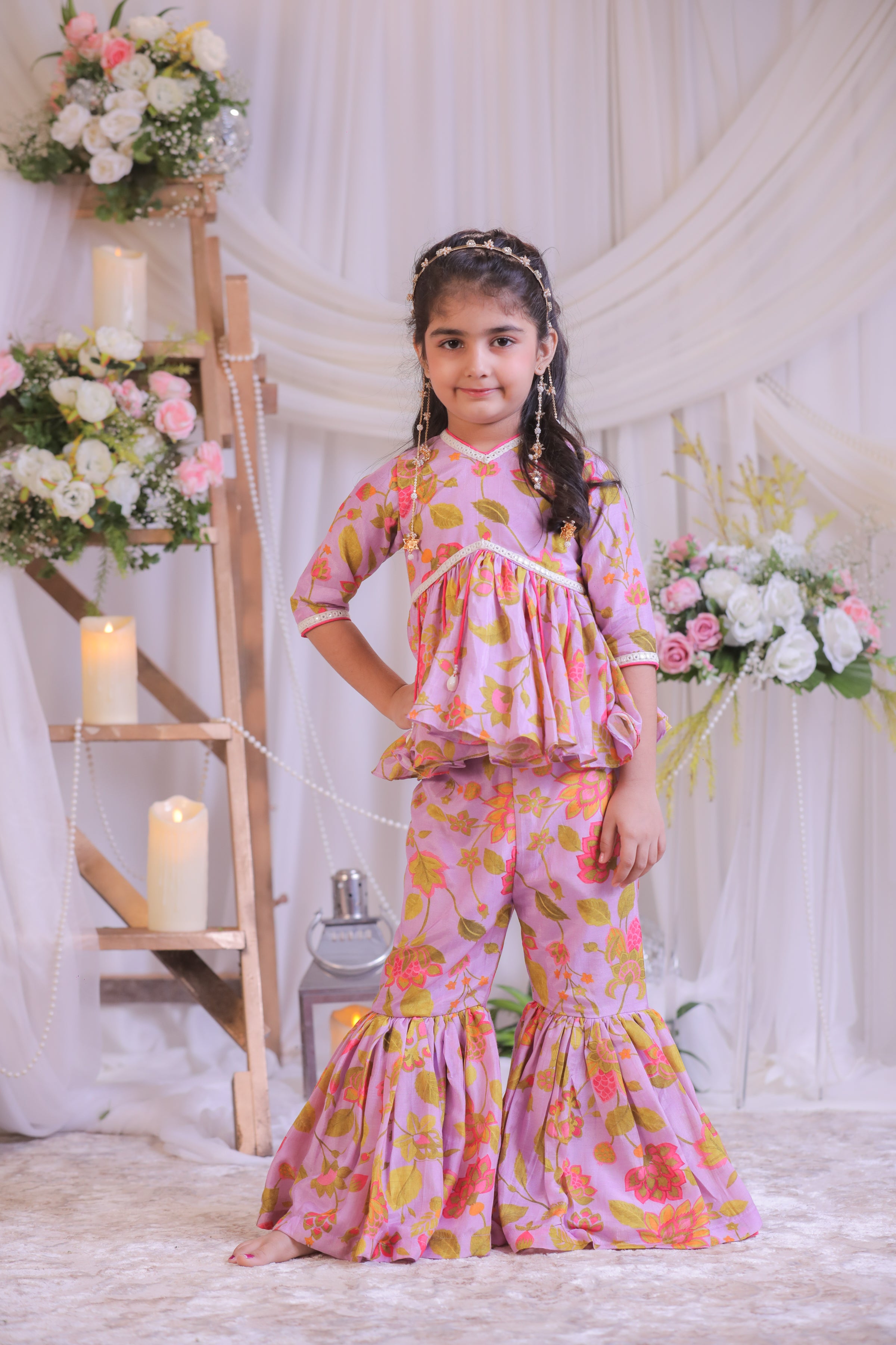Lilac Printed Sharara Set