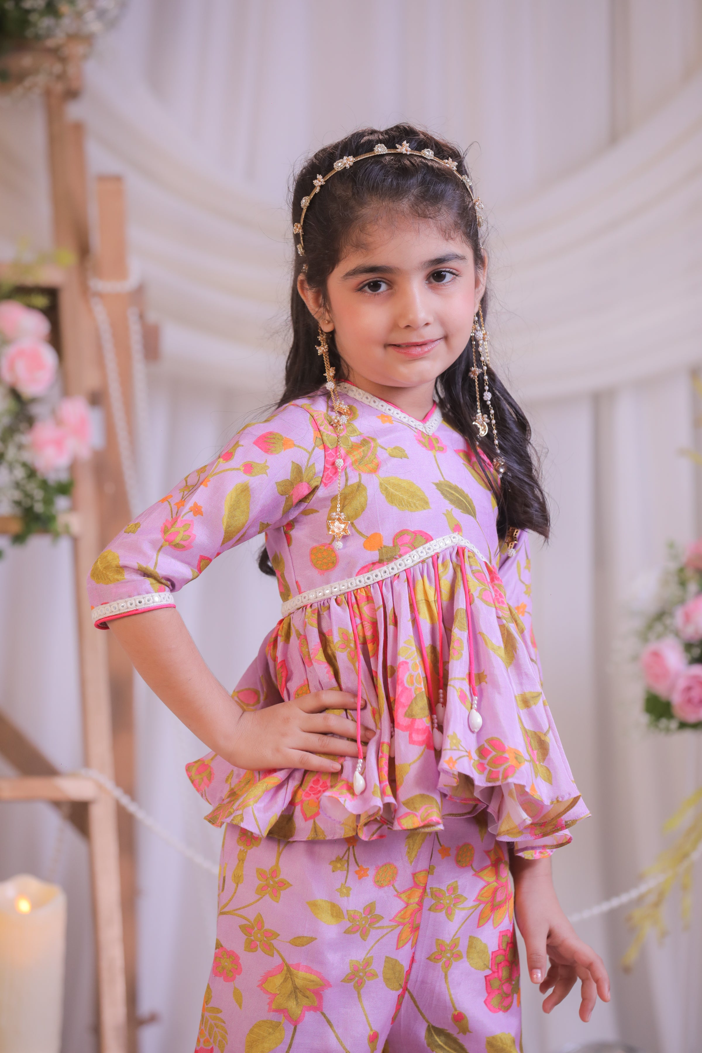 Lilac Printed Sharara Set