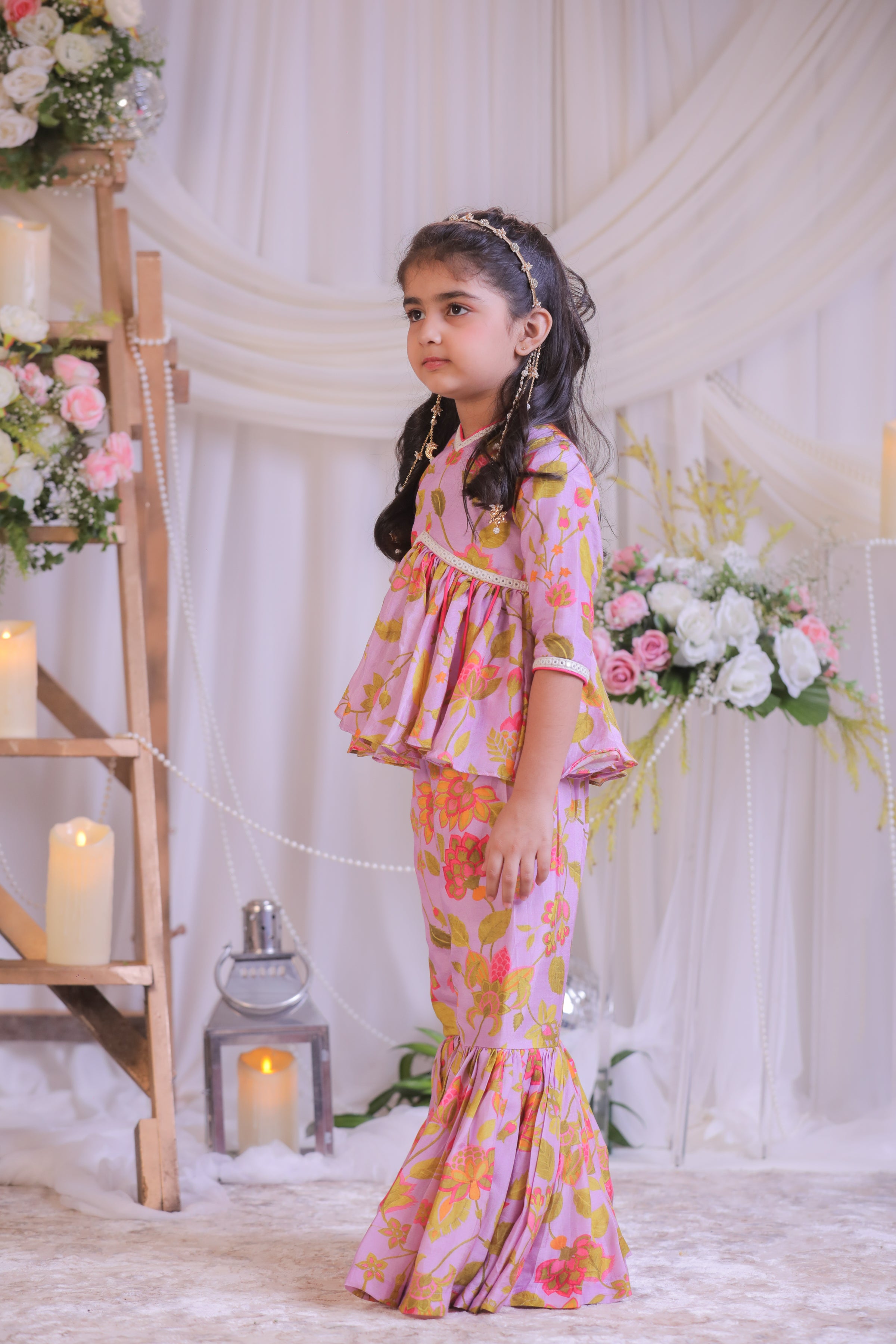 Lilac Printed Sharara Set