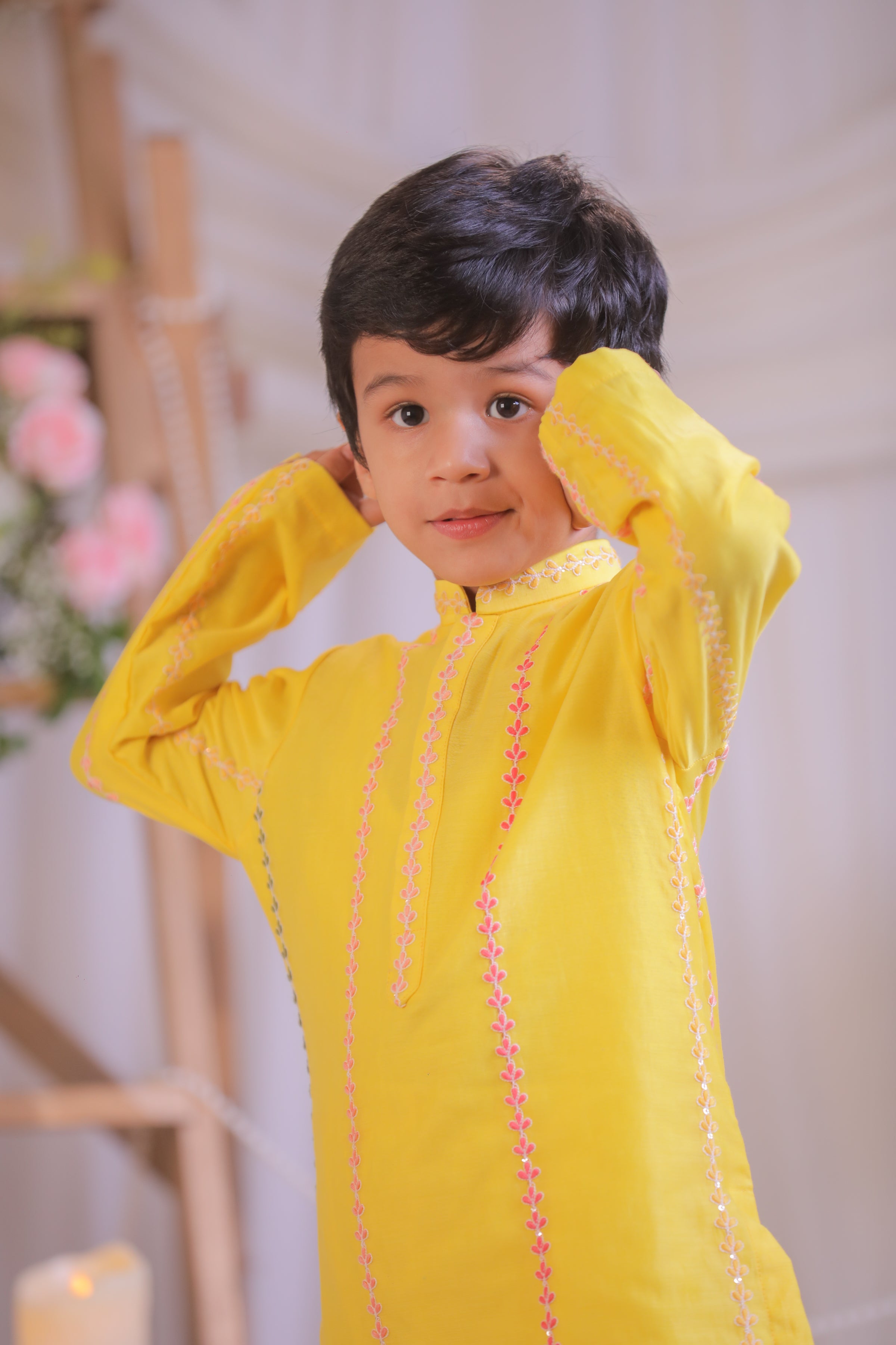 Yellow Chanderi Kurta