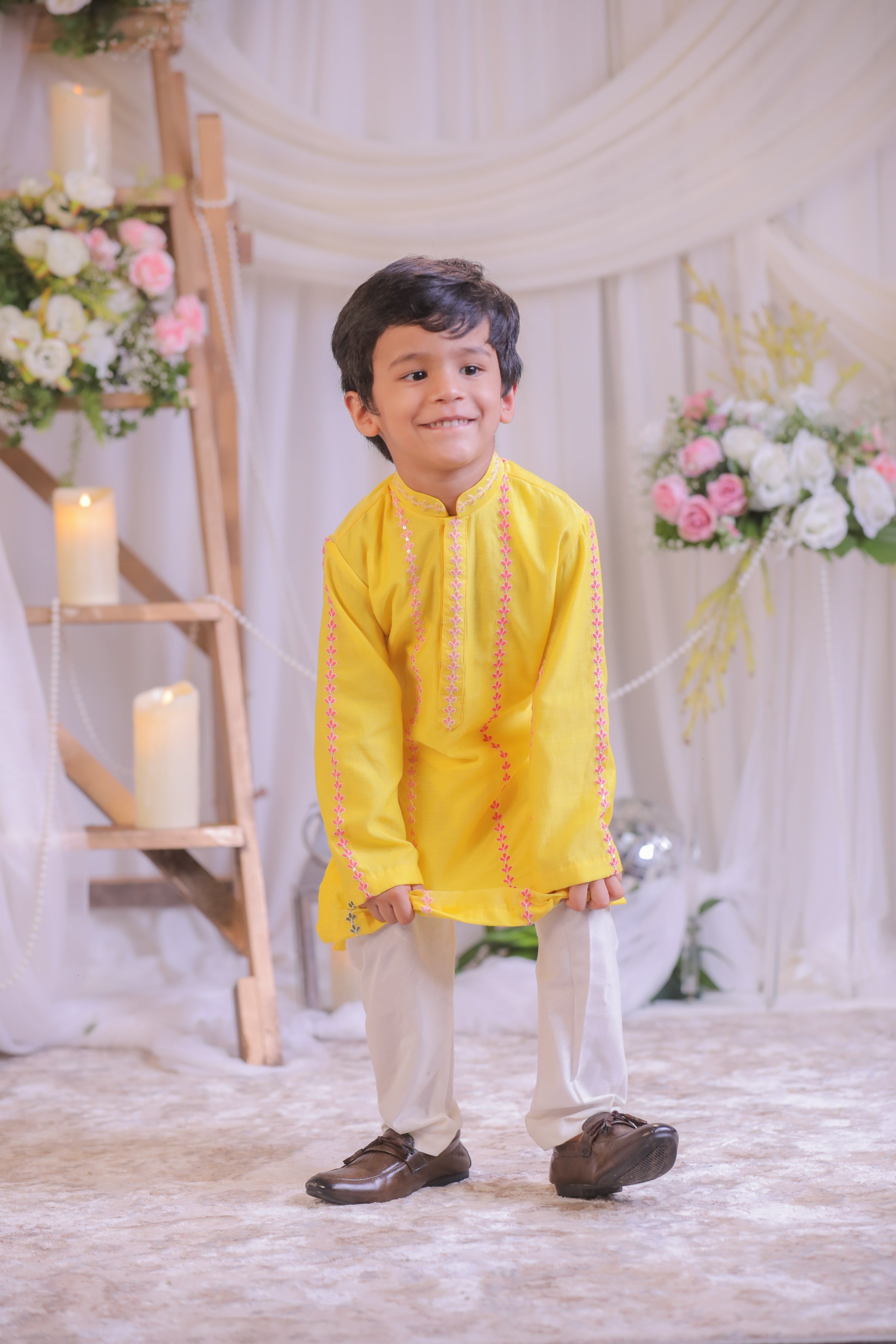 Yellow Chanderi Kurta