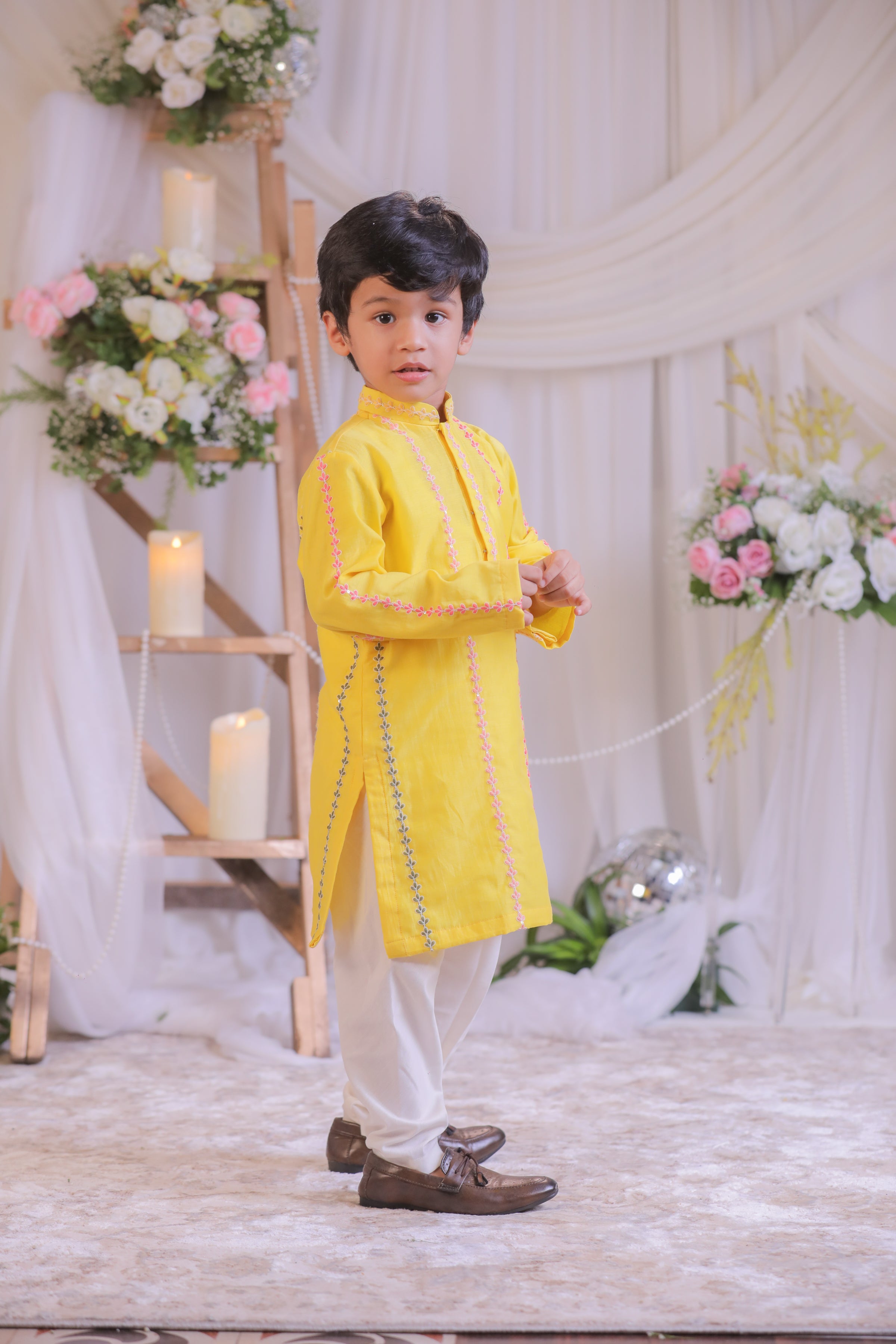 Yellow Chanderi Kurta