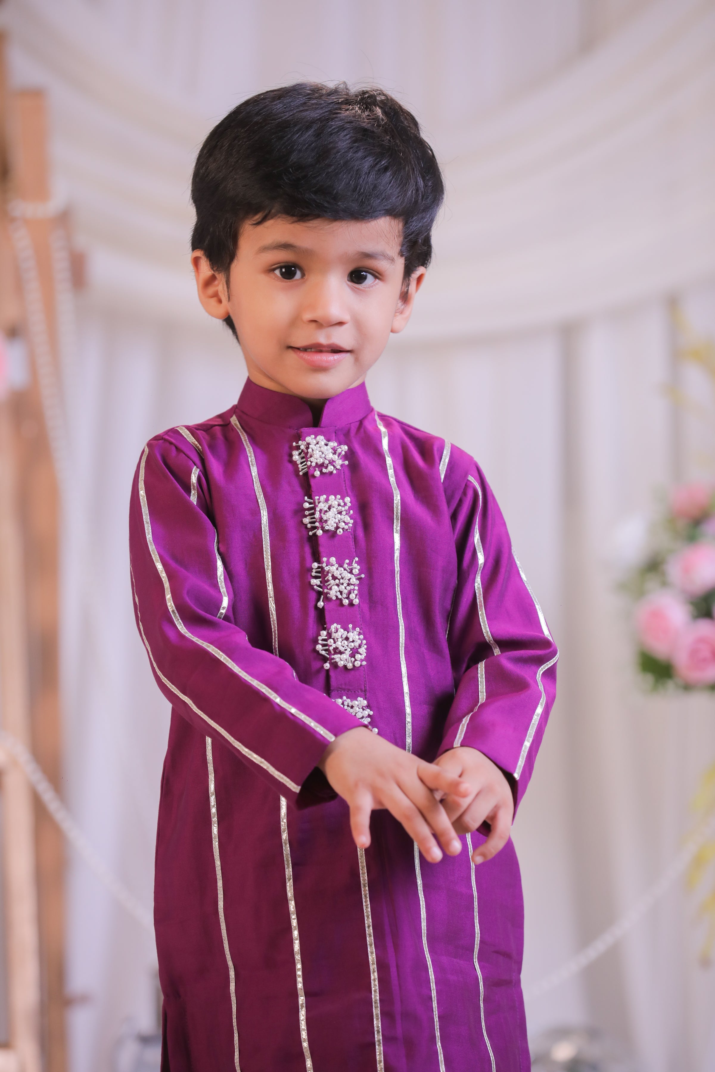 Purple Cutdana Kurta