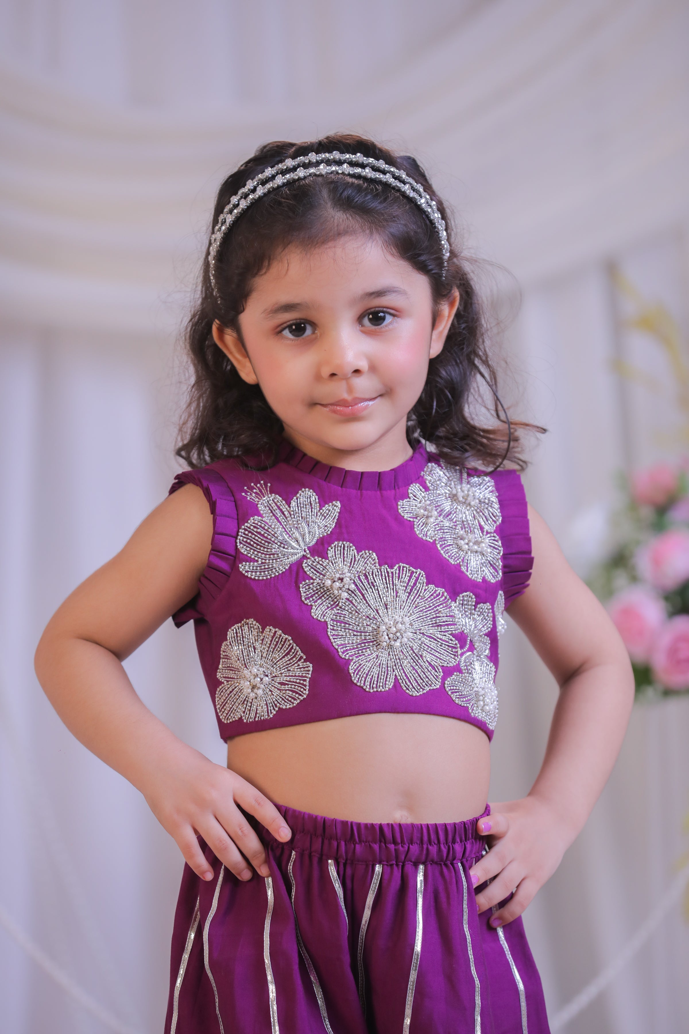 Purple Cutdana Palazzo Set