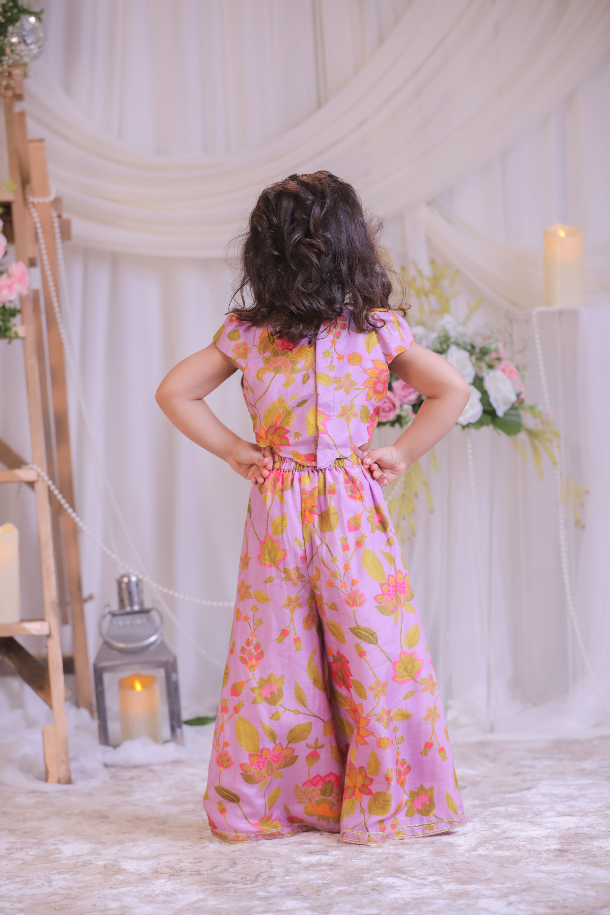 Lilac Printed Mirror work /set