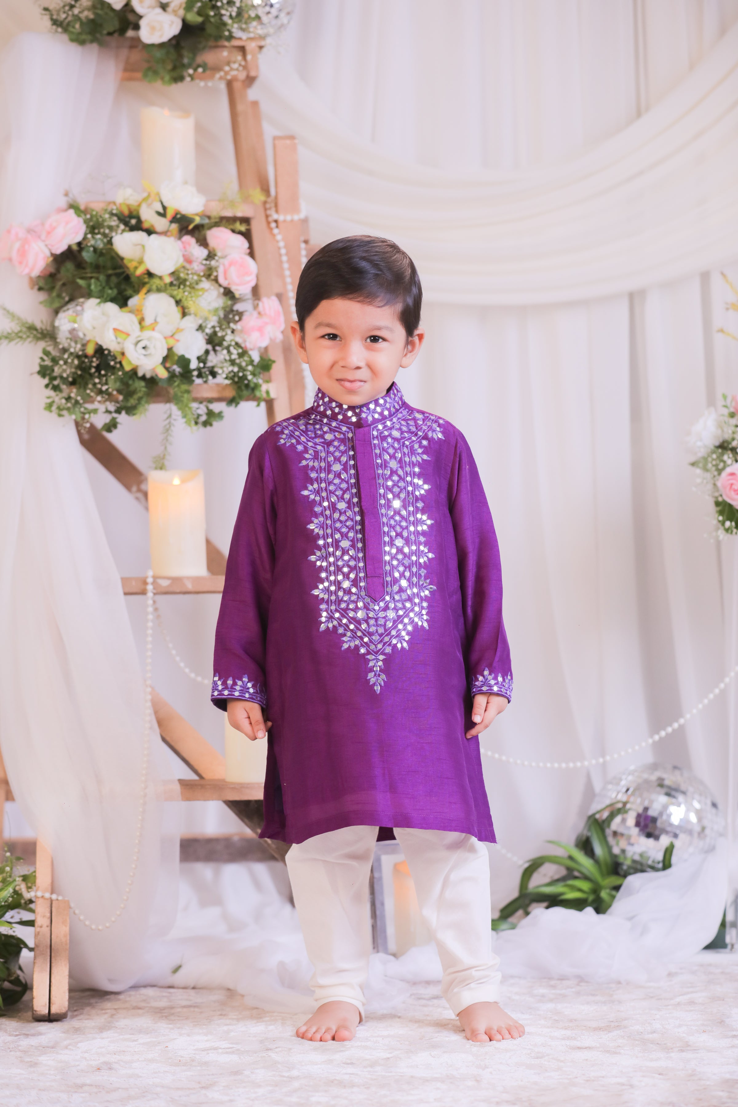 Purple Abla Mirror Kurta Curidar