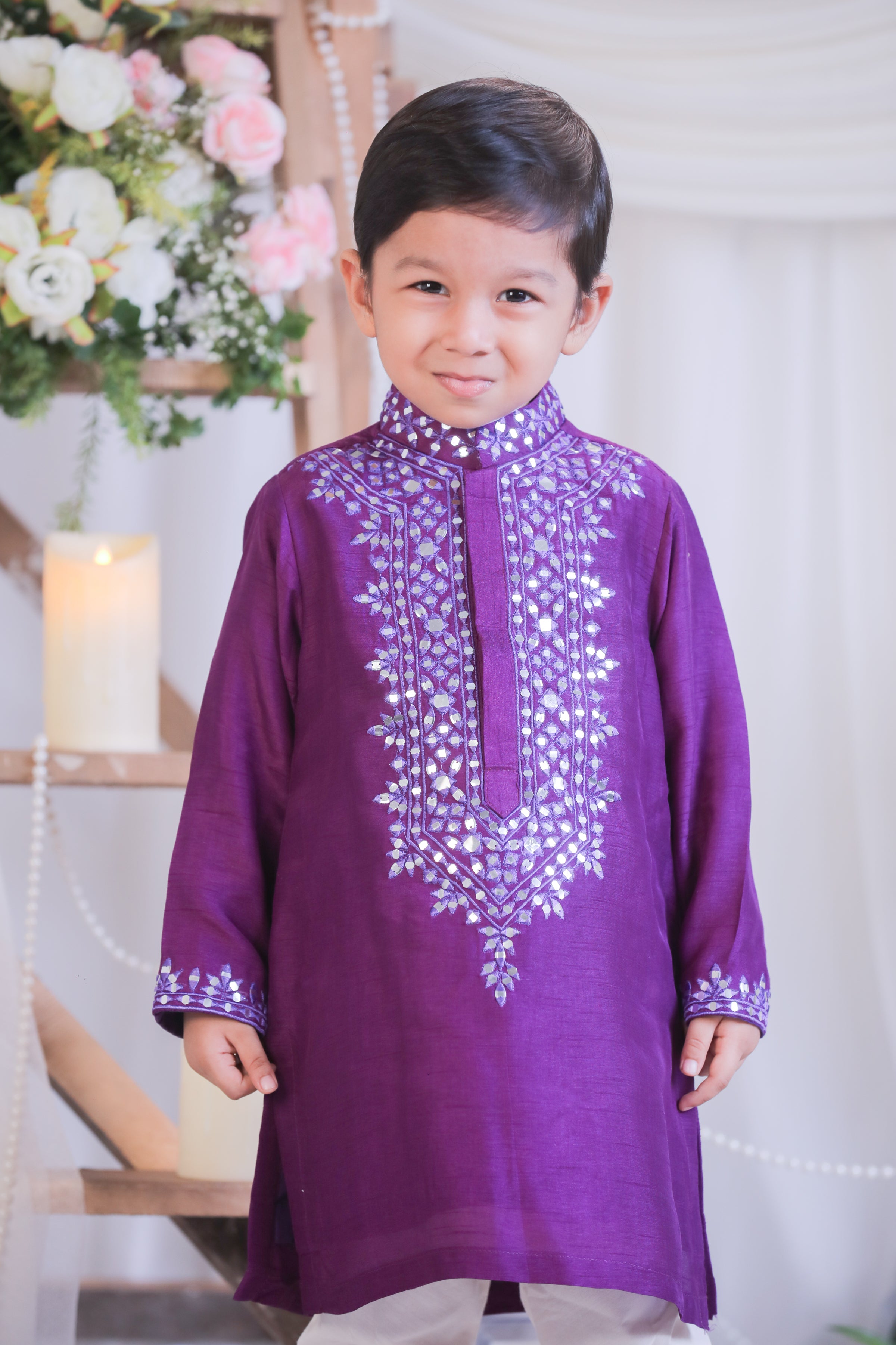 Purple Abla Mirror Kurta Curidar