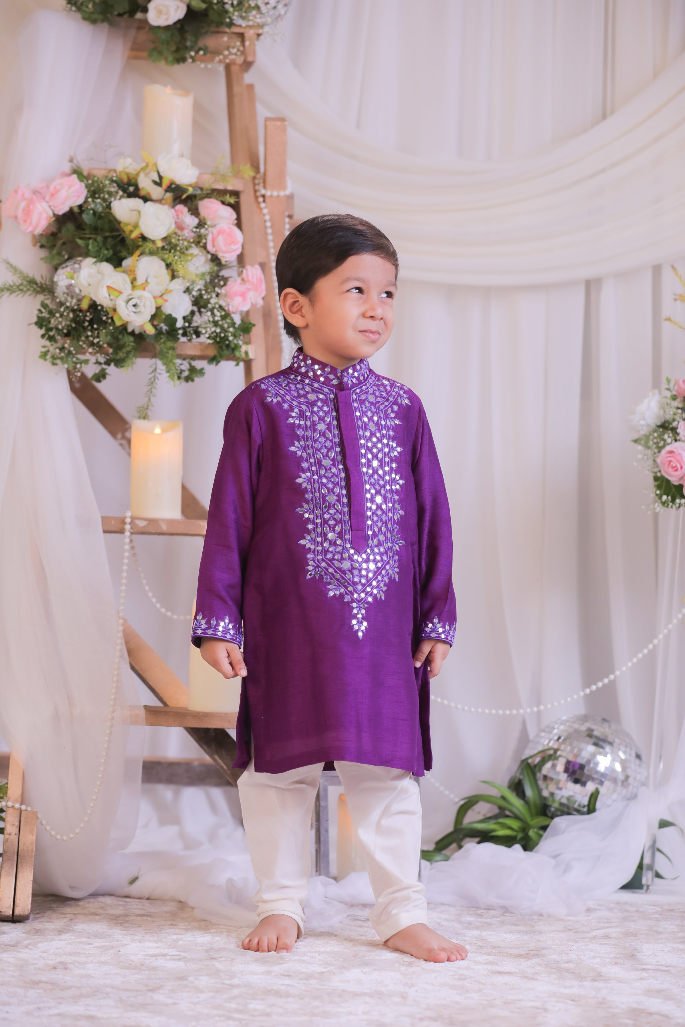 Purple Abla Mirror Kurta Curidar