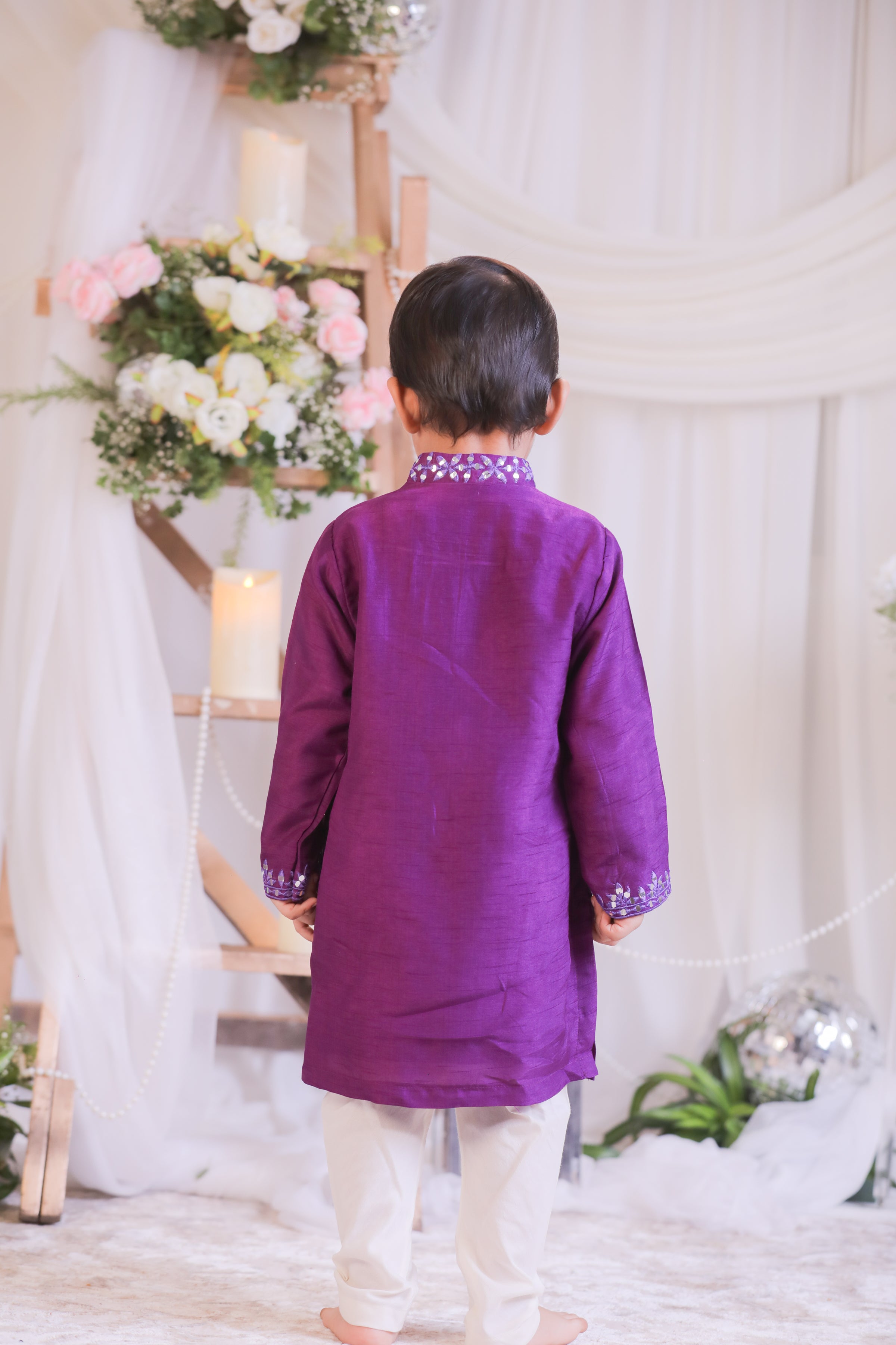 Purple Abla Mirror Kurta Curidar