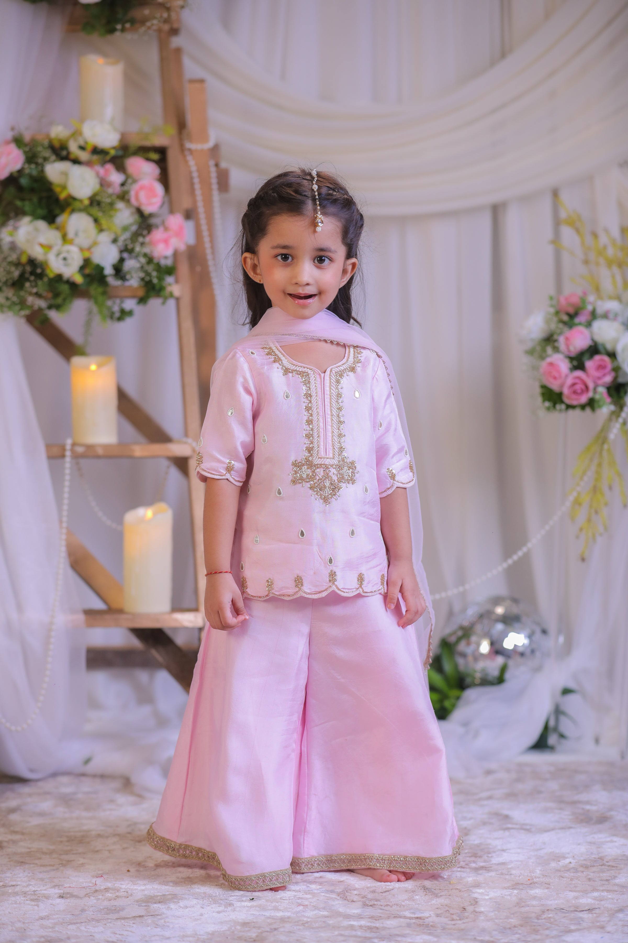 Pink Pearl Emb Palazzo Set
