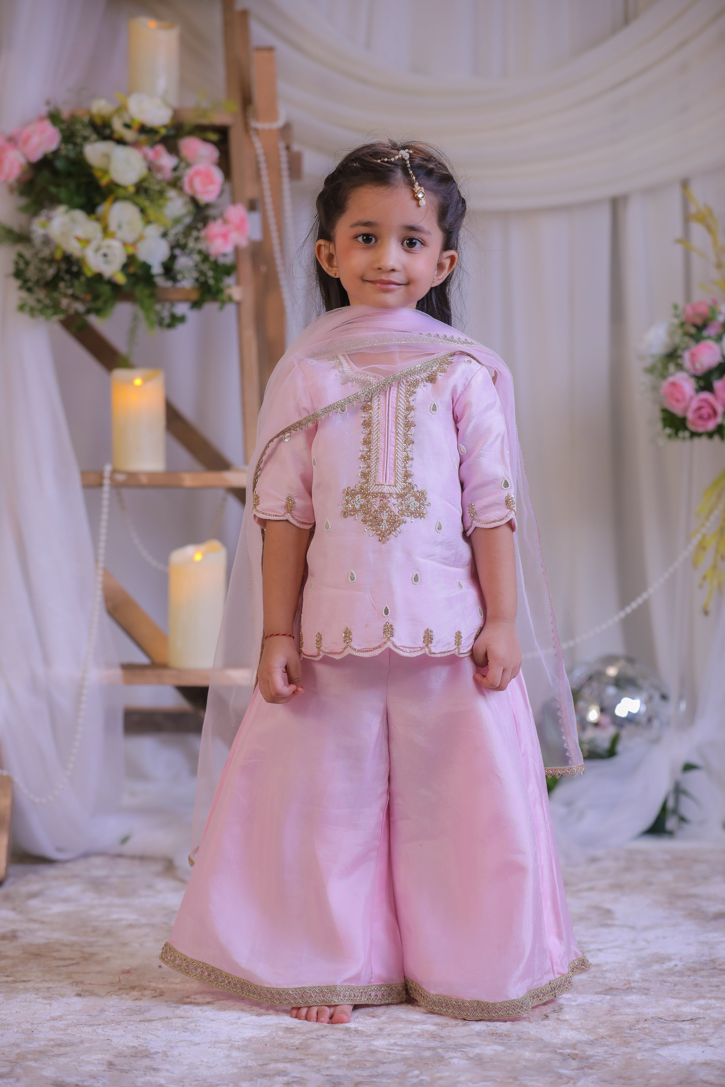 Pink Pearl Emb Palazzo Set