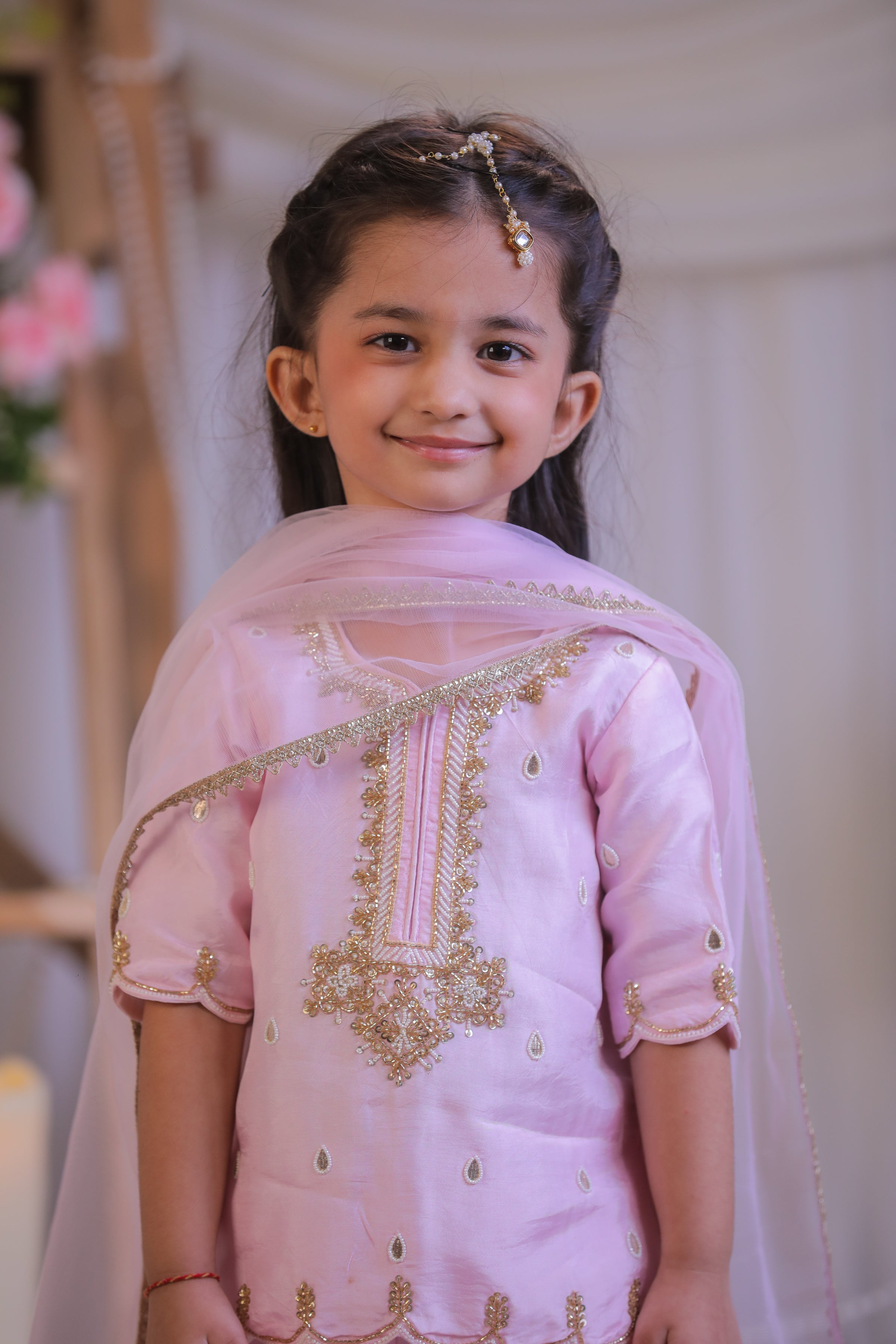 Pink Pearl Emb Palazzo Set