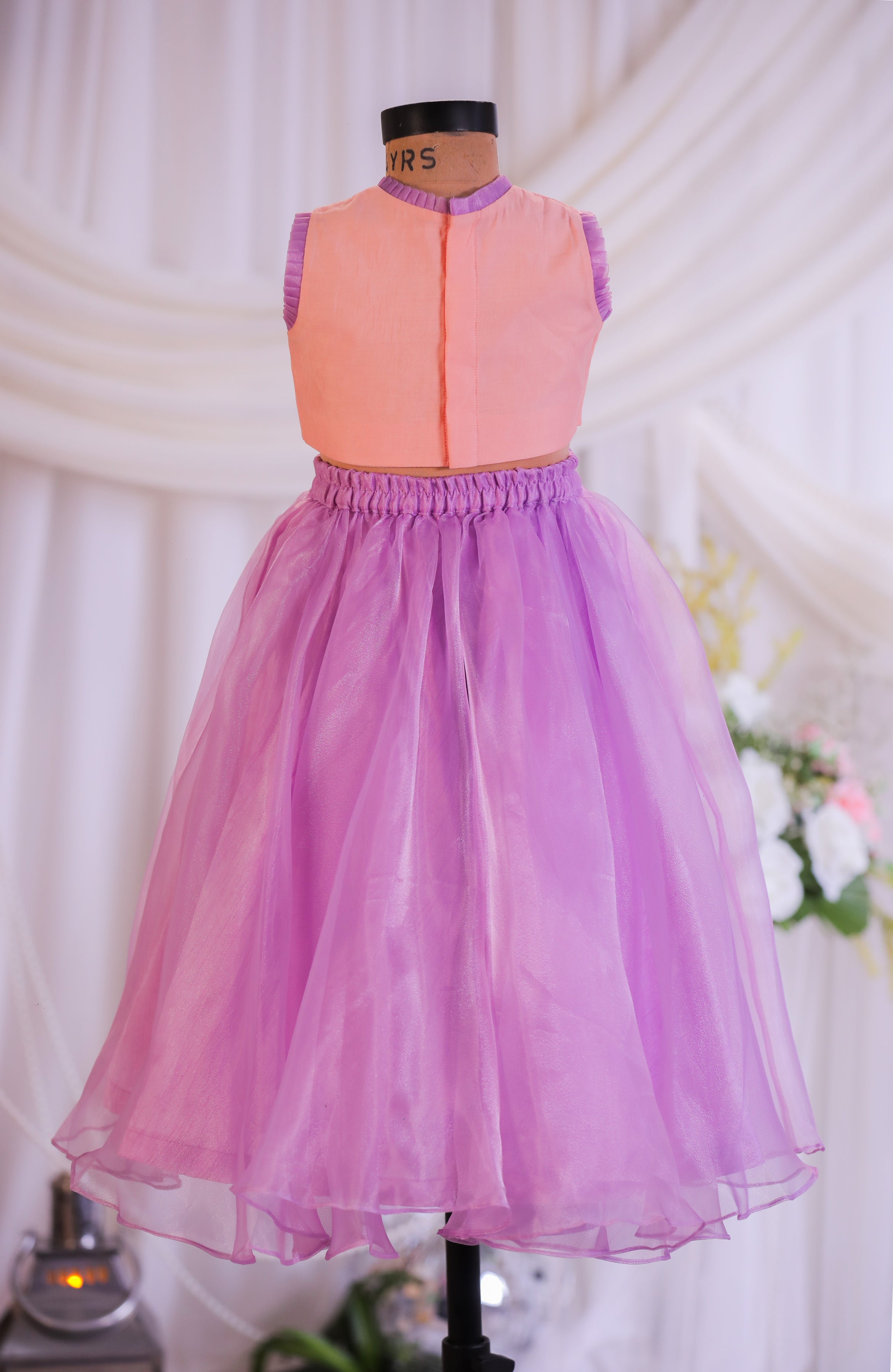 Lilac Peach Emb Ghagra
