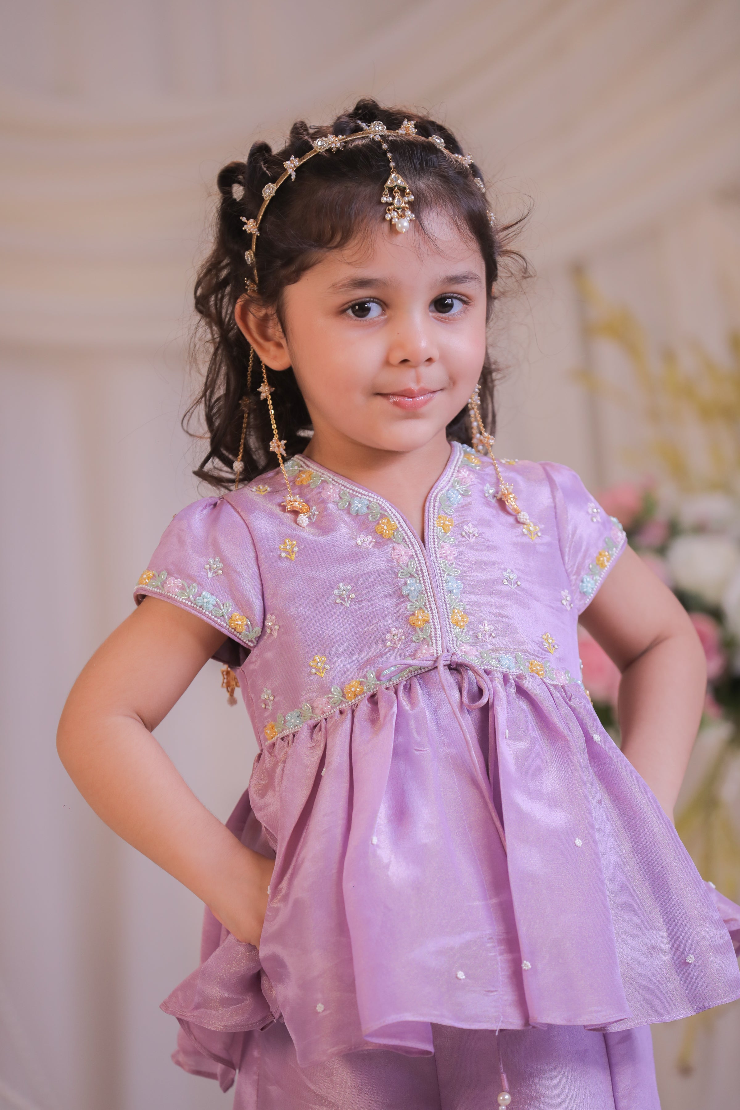 Purple Tissue Sharara Set