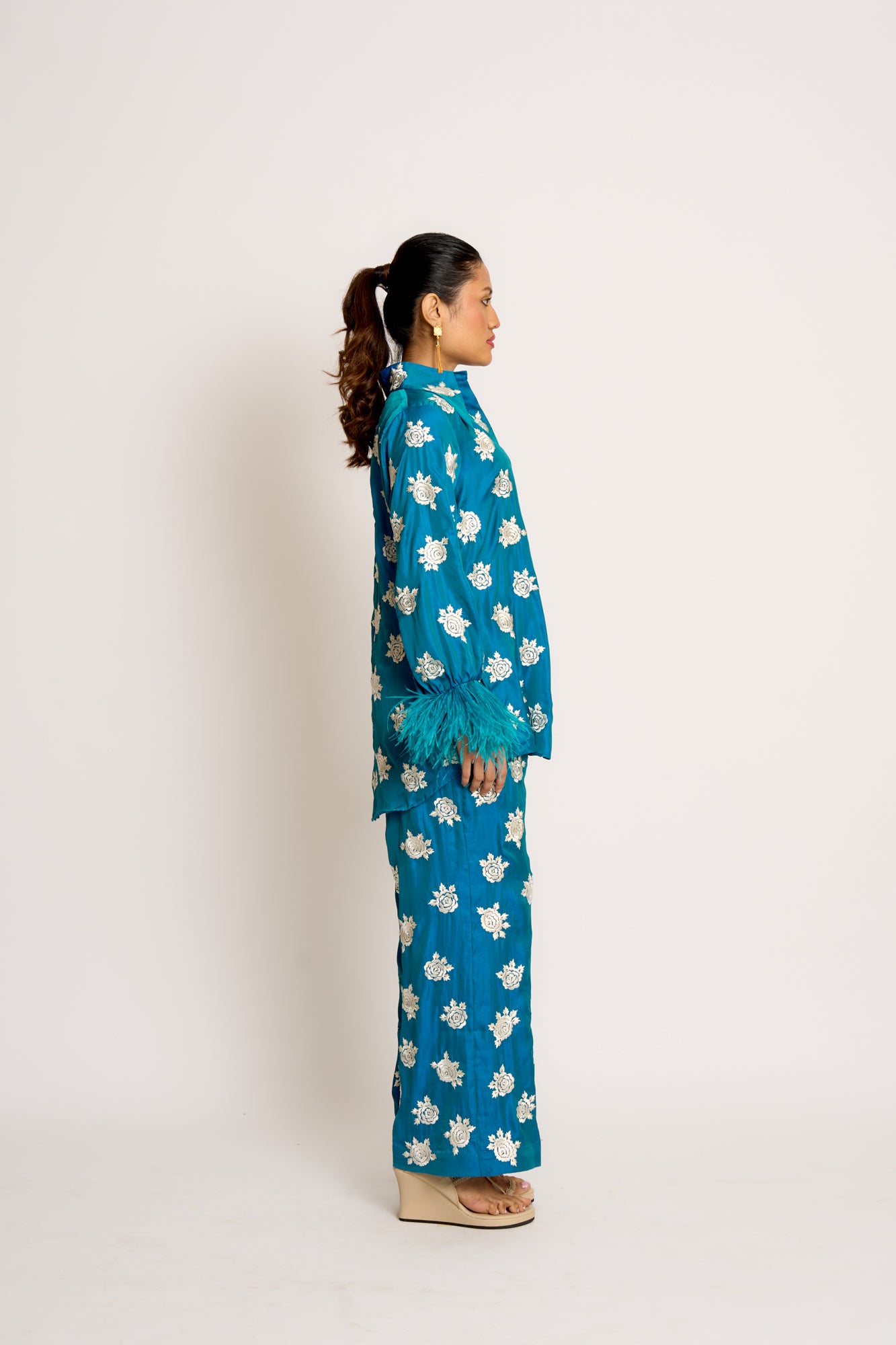 Shehnaaz Twin Set Peacock Blue