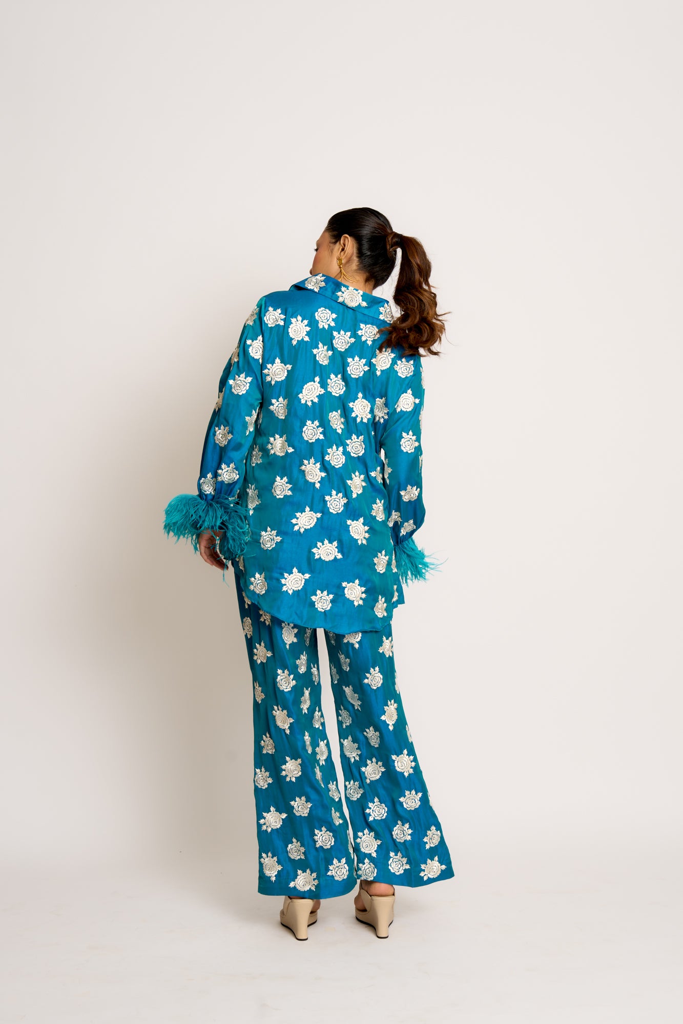 Shehnaaz Twin Set Peacock Blue