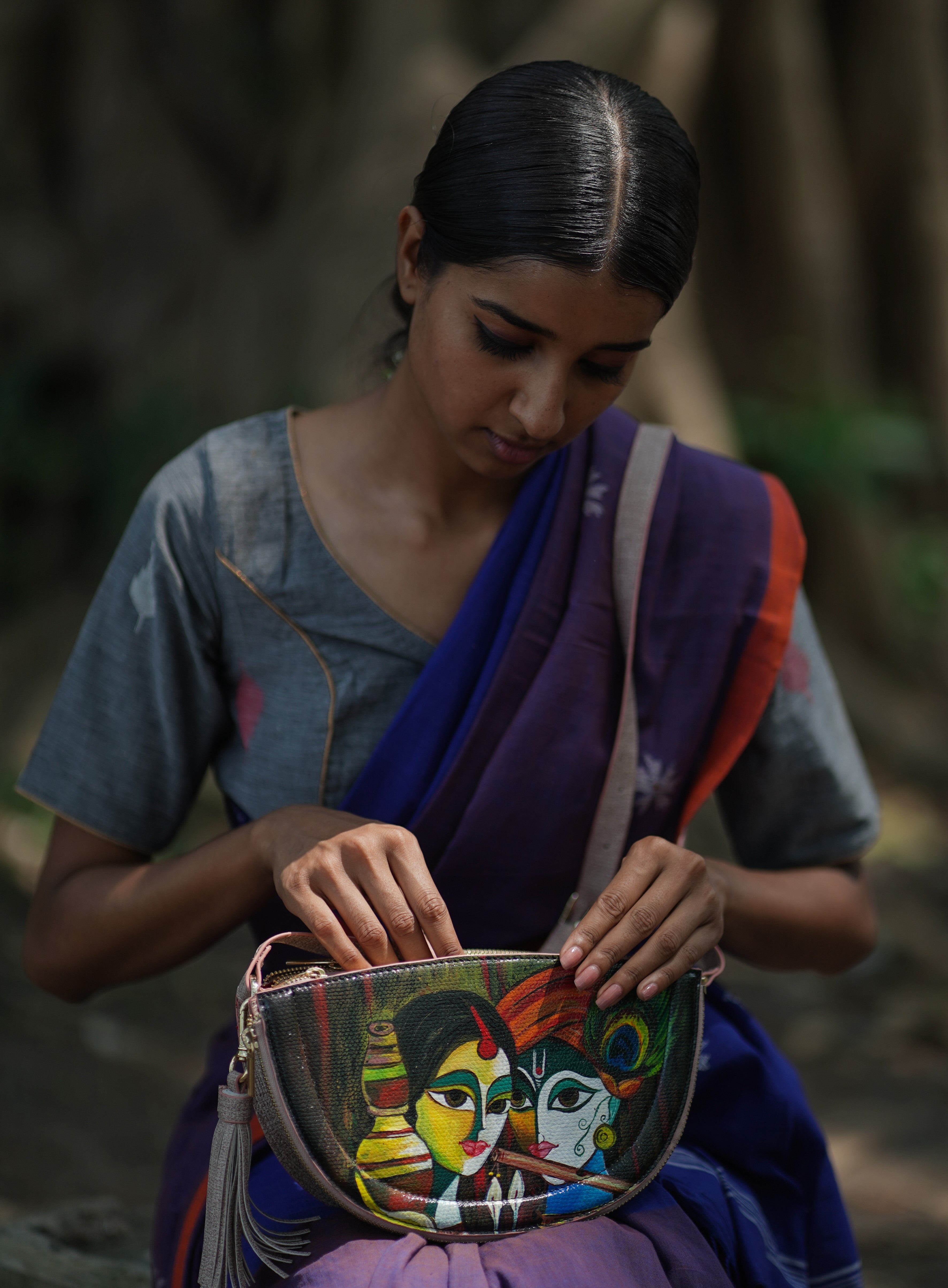 Radha Krishna Half Moon Bag