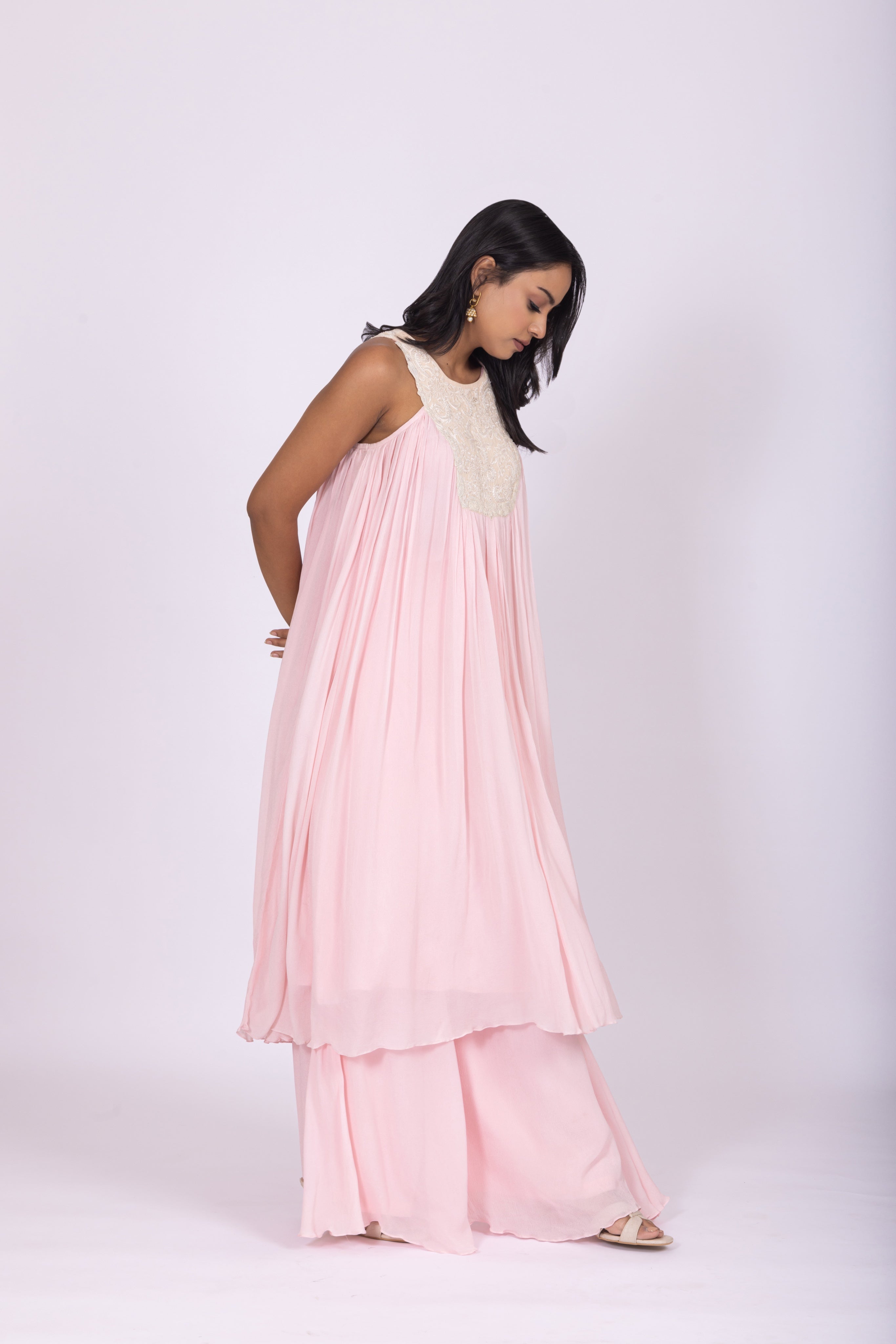 Blush Pink Halter Kurta Palazzo Set