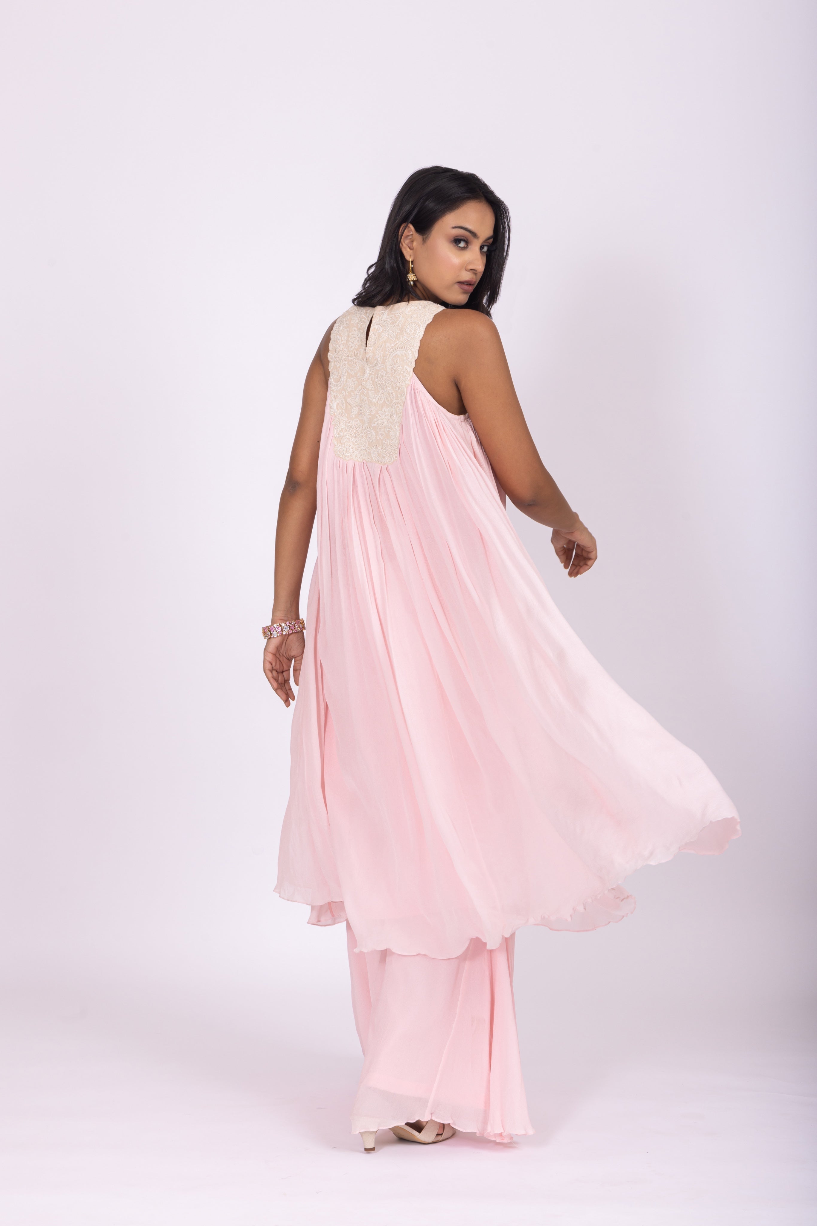 Blush Pink Halter Kurta Palazzo Set