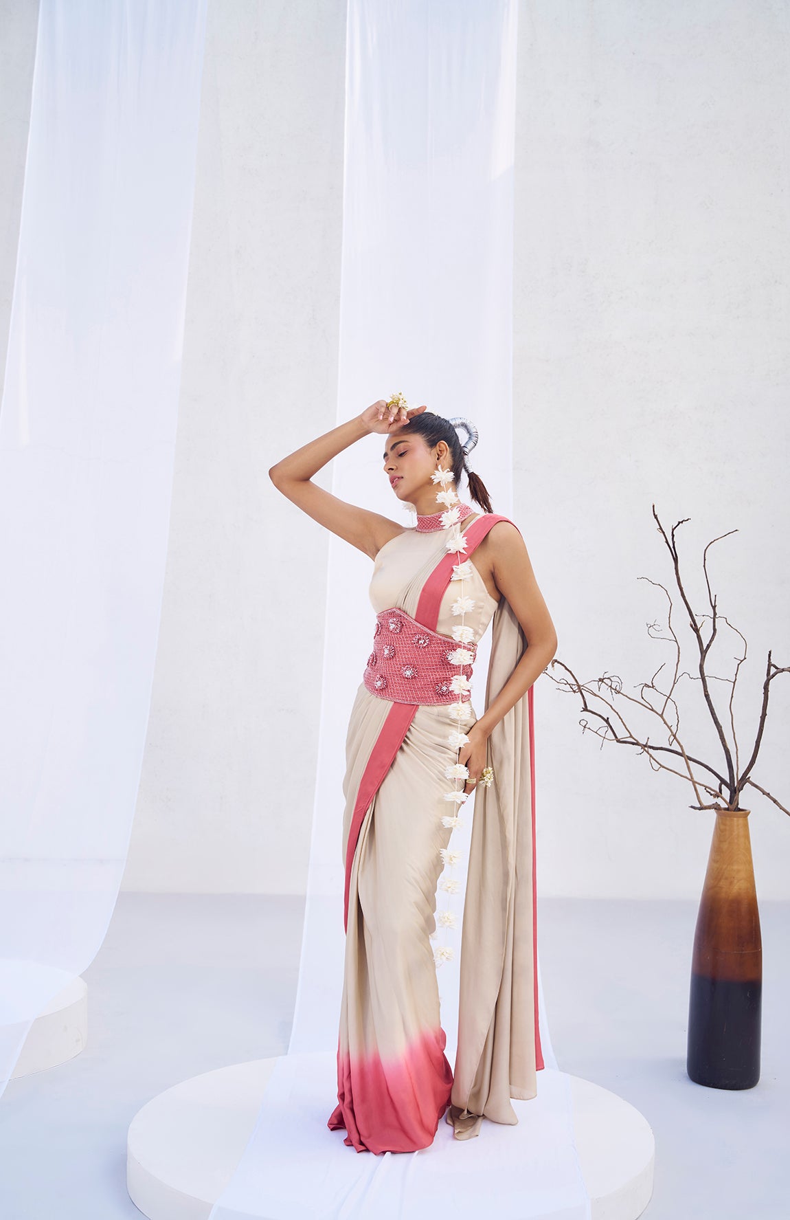 Shiva- Draped saree with corset belt S