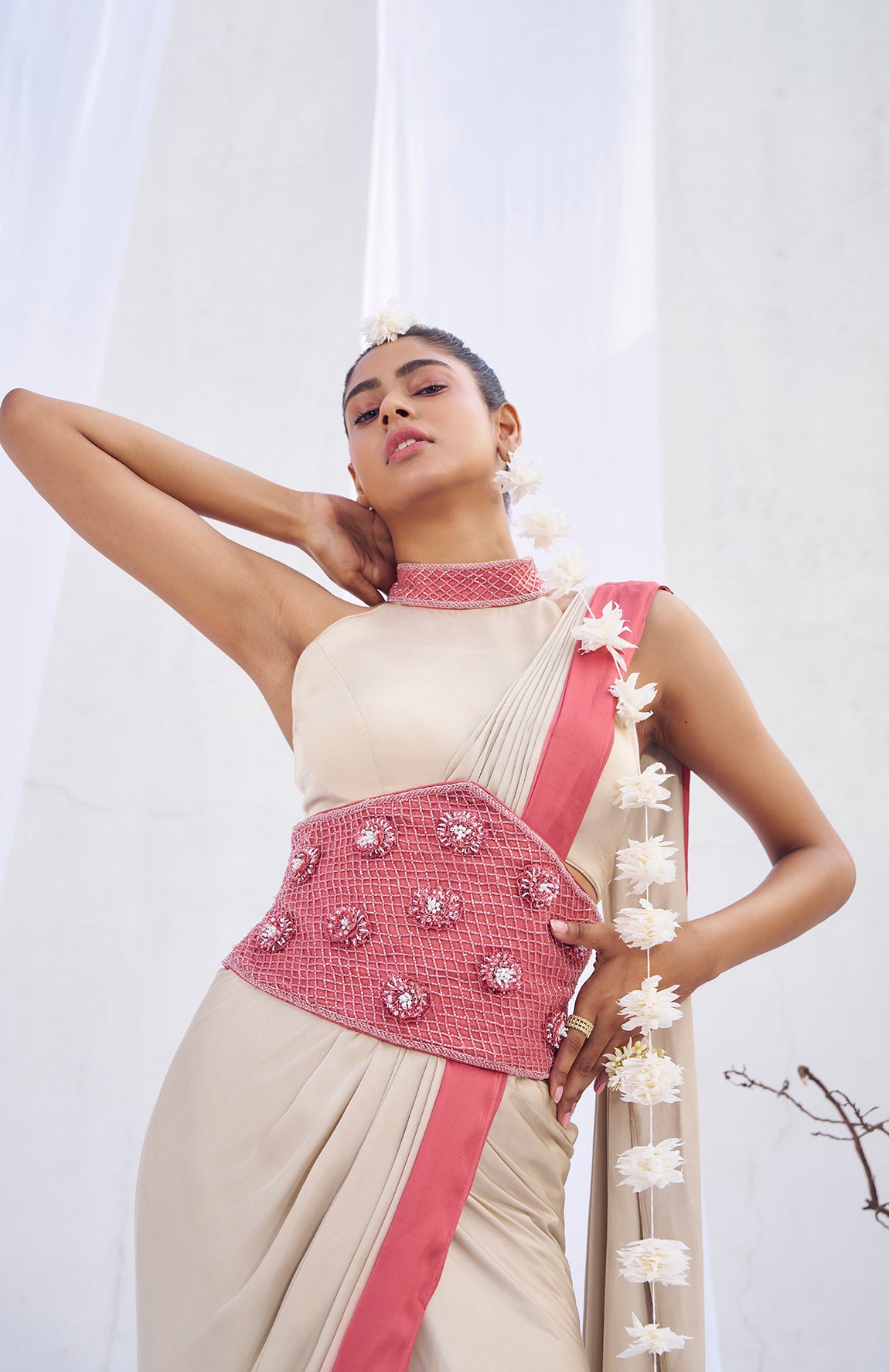 Shiva- Draped saree with corset belt S