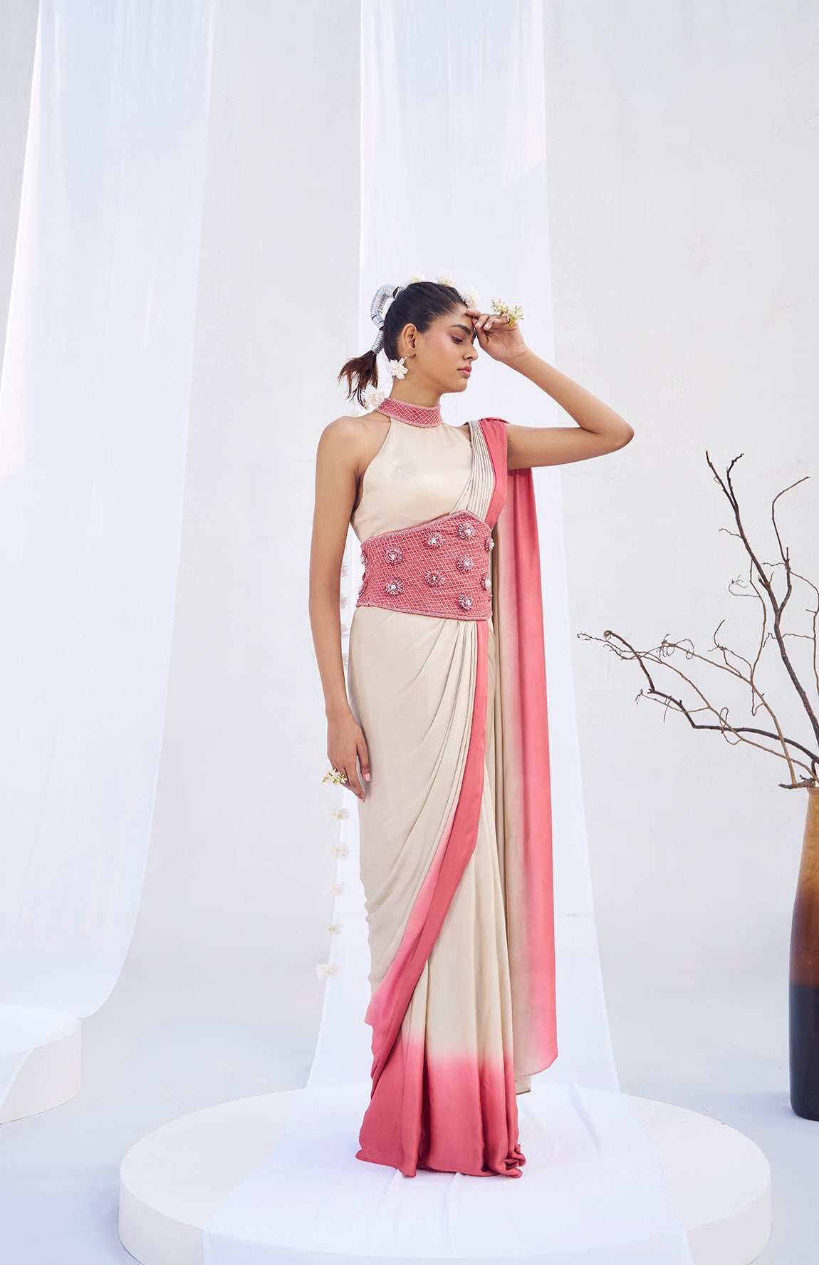 Shiva- Draped saree with corset belt S