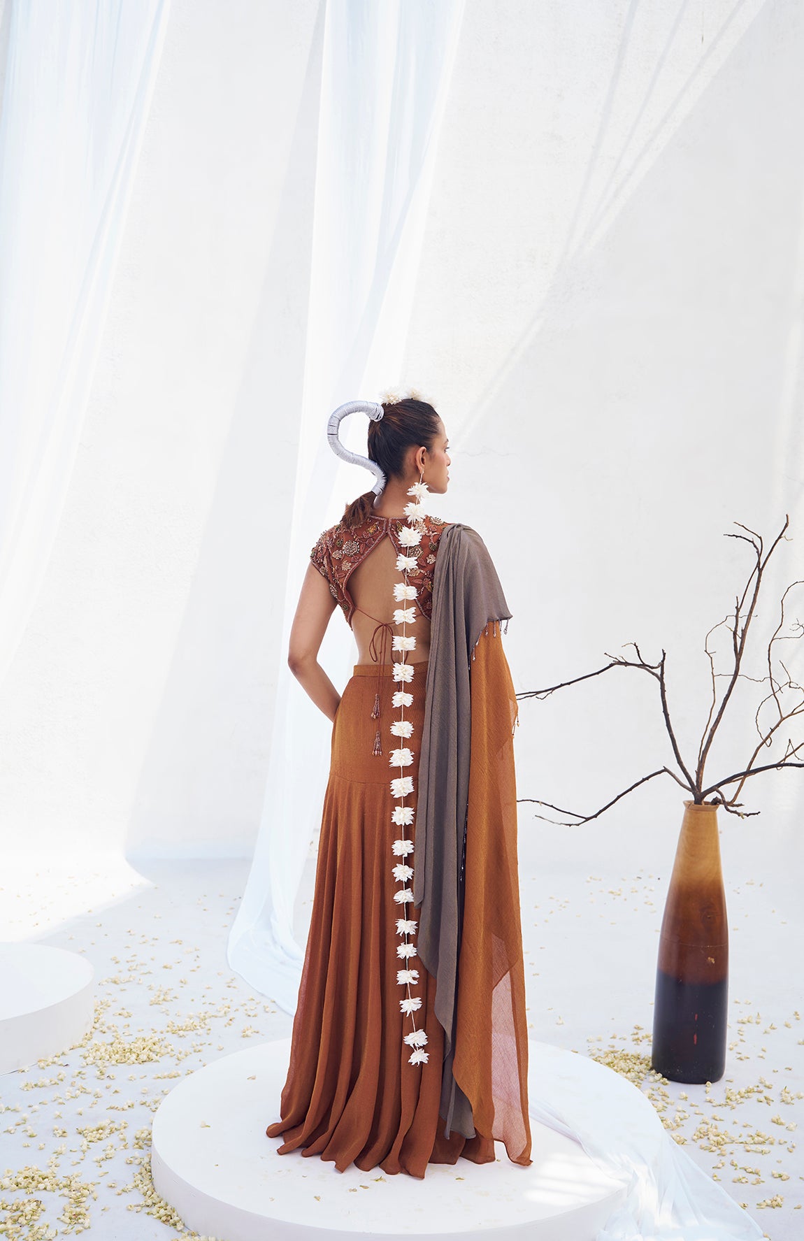 Dayamayi- Festive Draped saree blouse set S