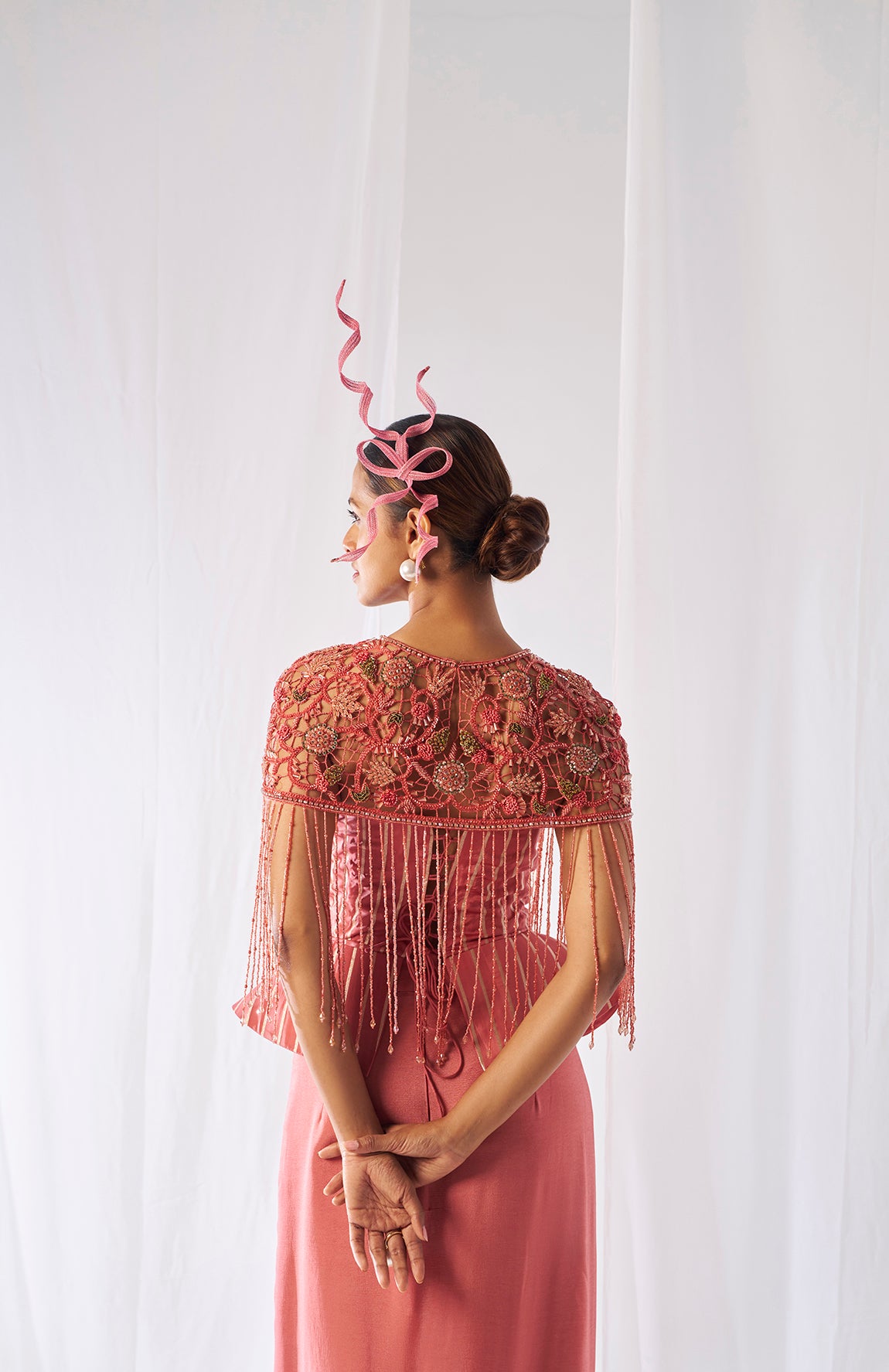Prasanna- Draped skirt, cape and corset set