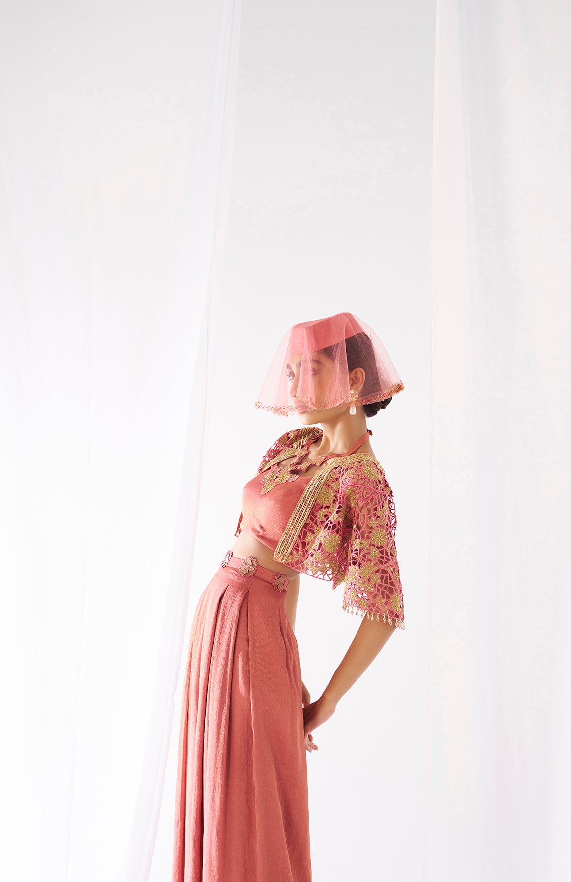 Kantimati- Cape, bustier and palazzos set