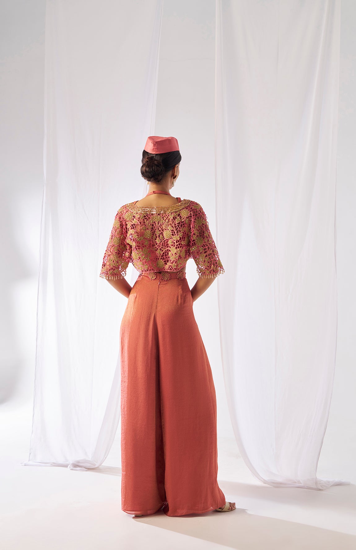 Kantimati- Cape, bustier and palazzos set