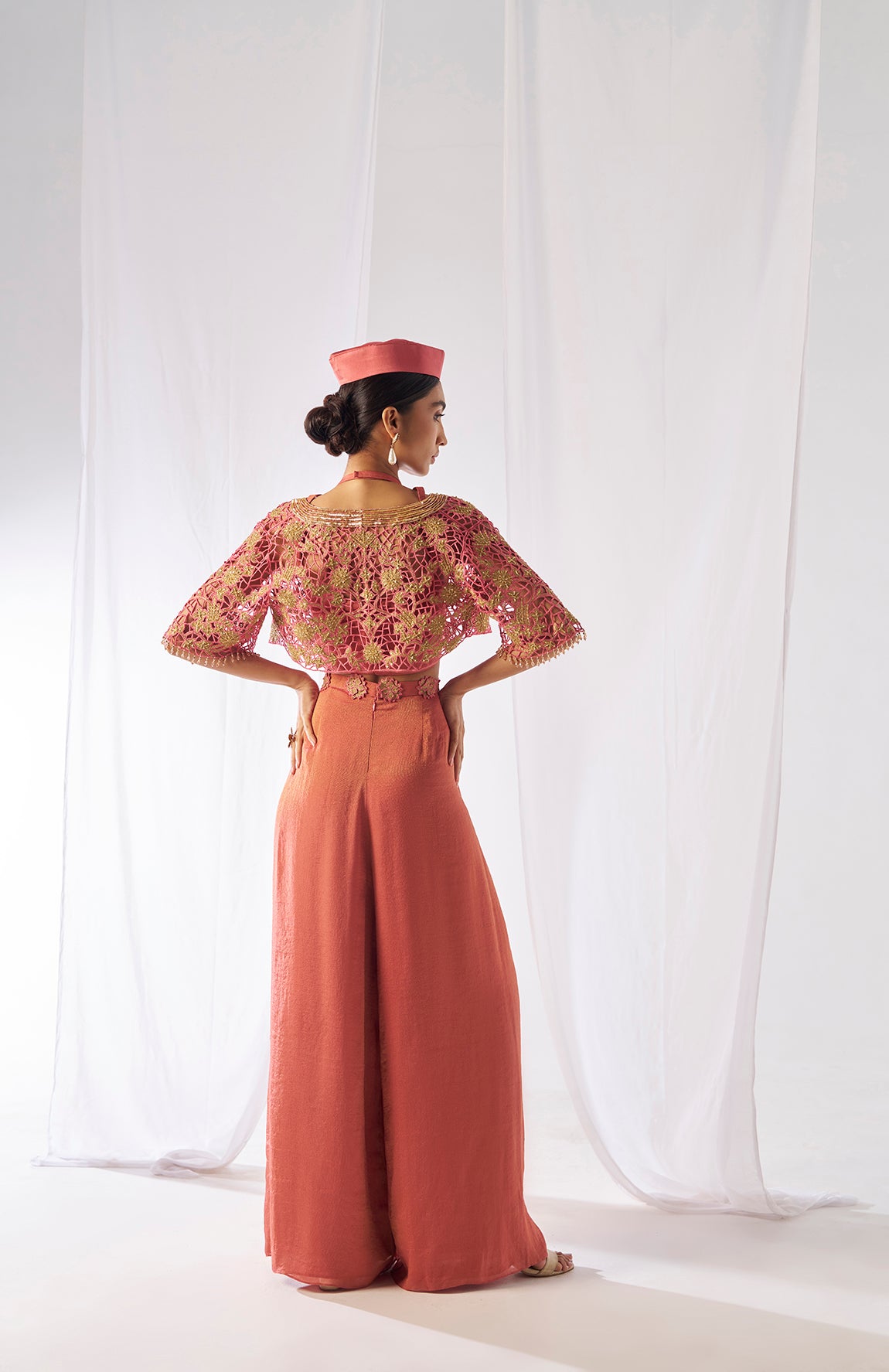Kantimati- Cape, bustier and palazzos set