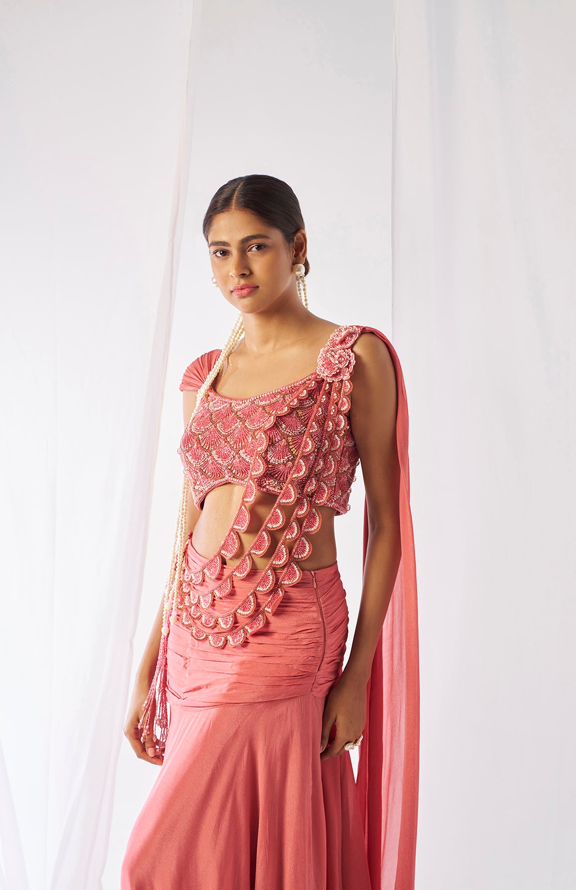 Mahagauri- Stylish heavy draped saree set
