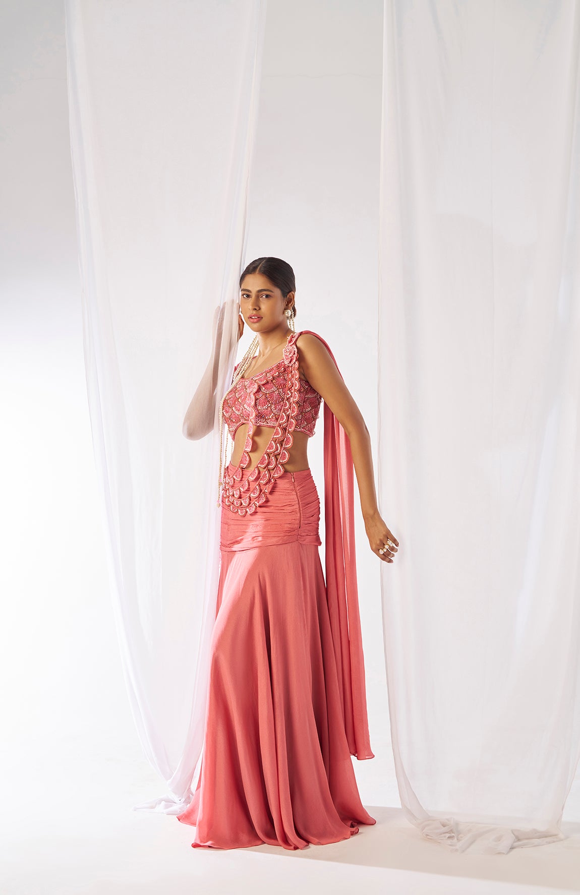 Mahagauri- Stylish heavy draped saree set