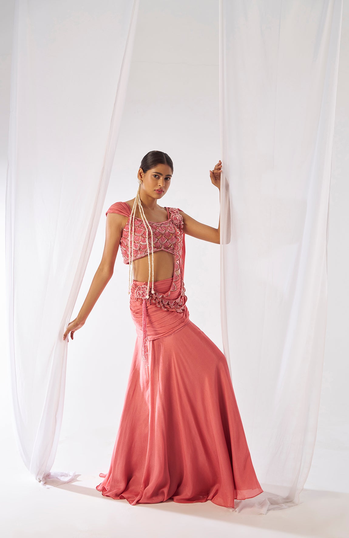 Mahagauri- Stylish heavy draped saree set